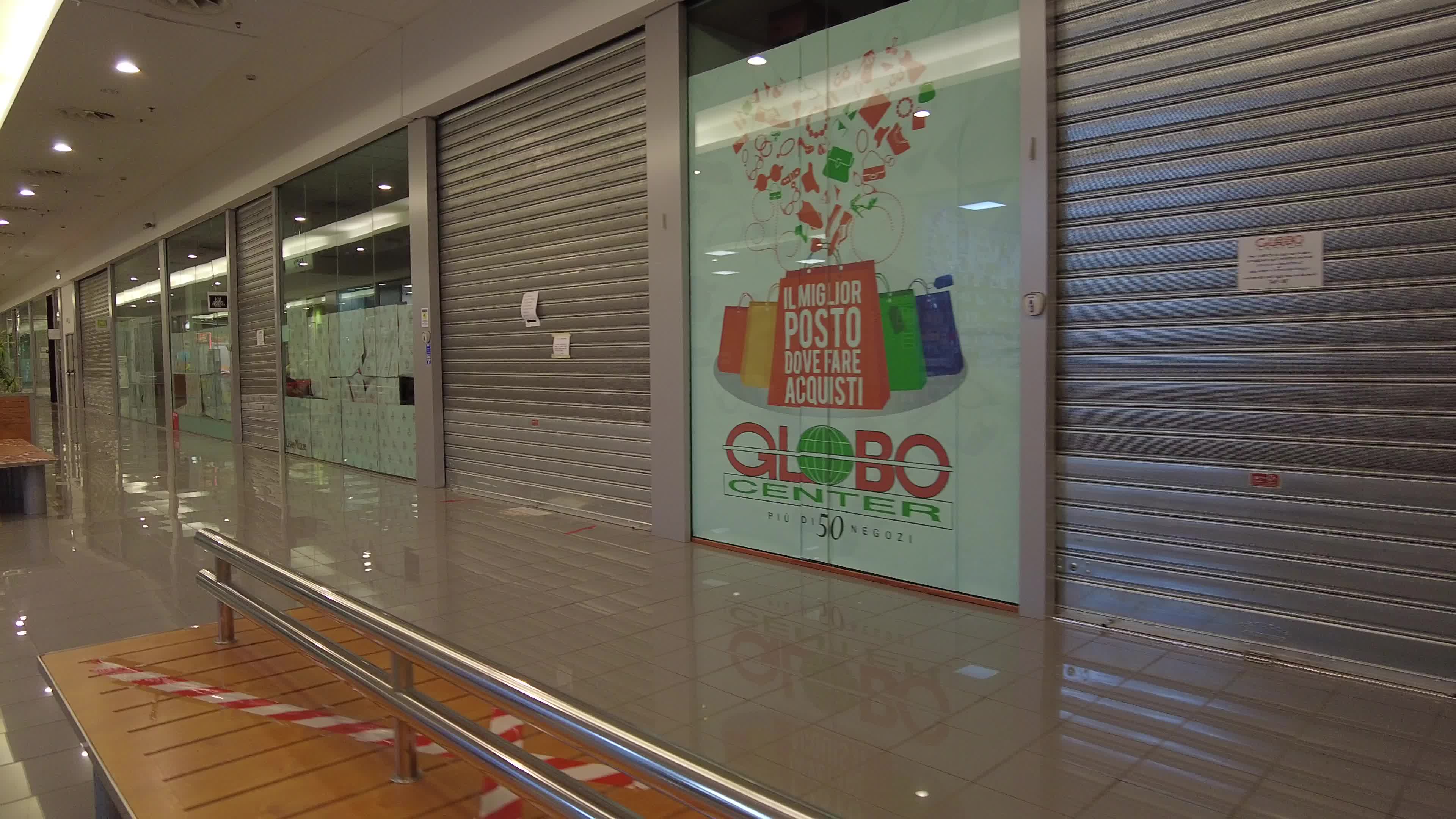 Closed stores in a shopping centre in Italy