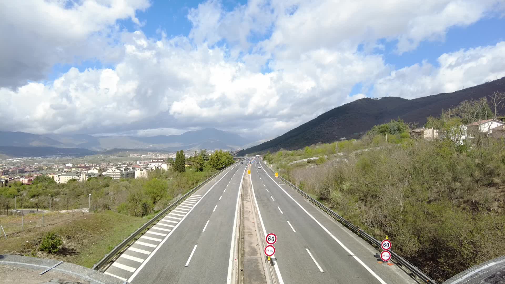 Vehicles driving on A24 motorway in Italy