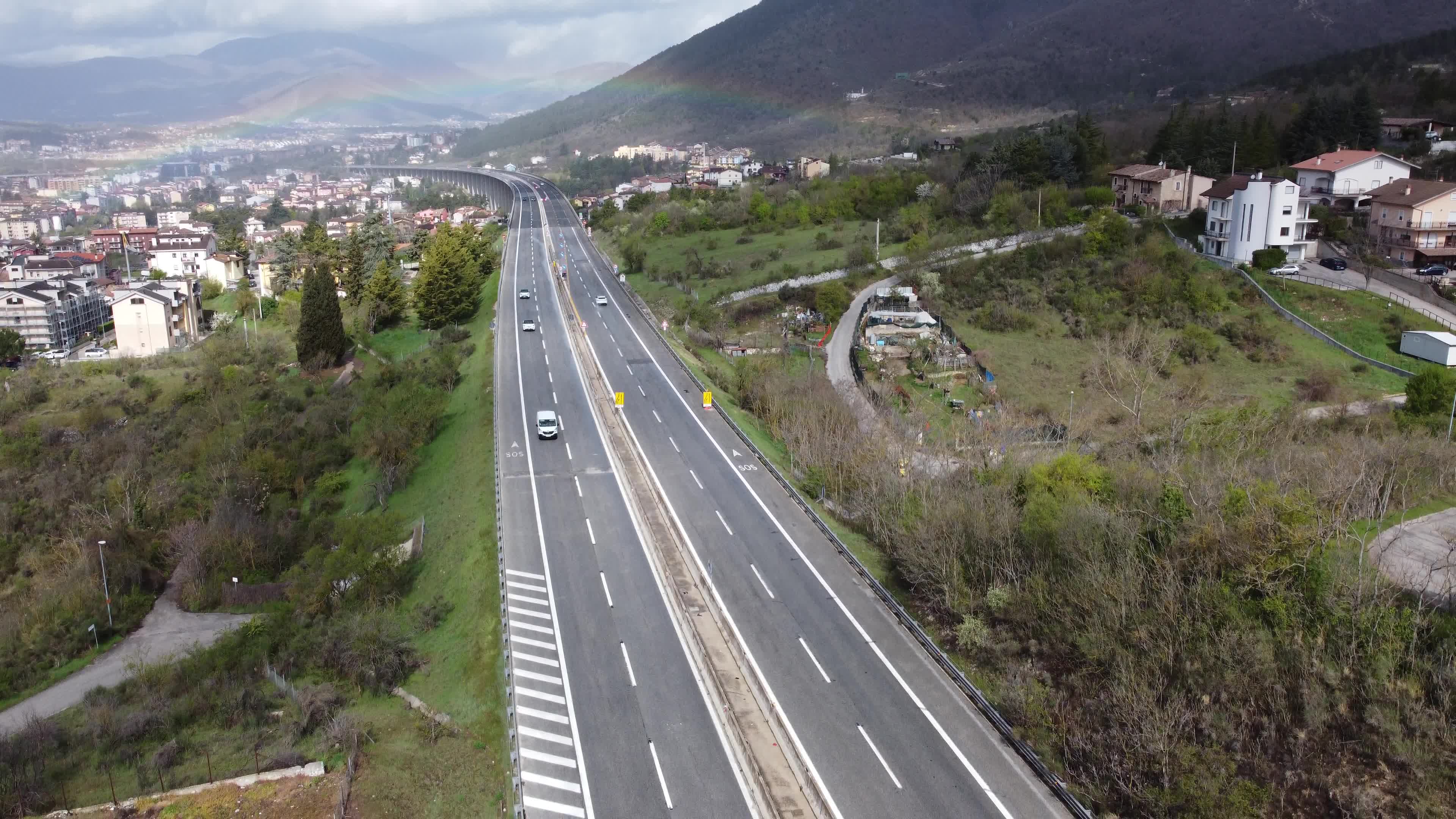 Vehicles driving on A24 motorway in Italy