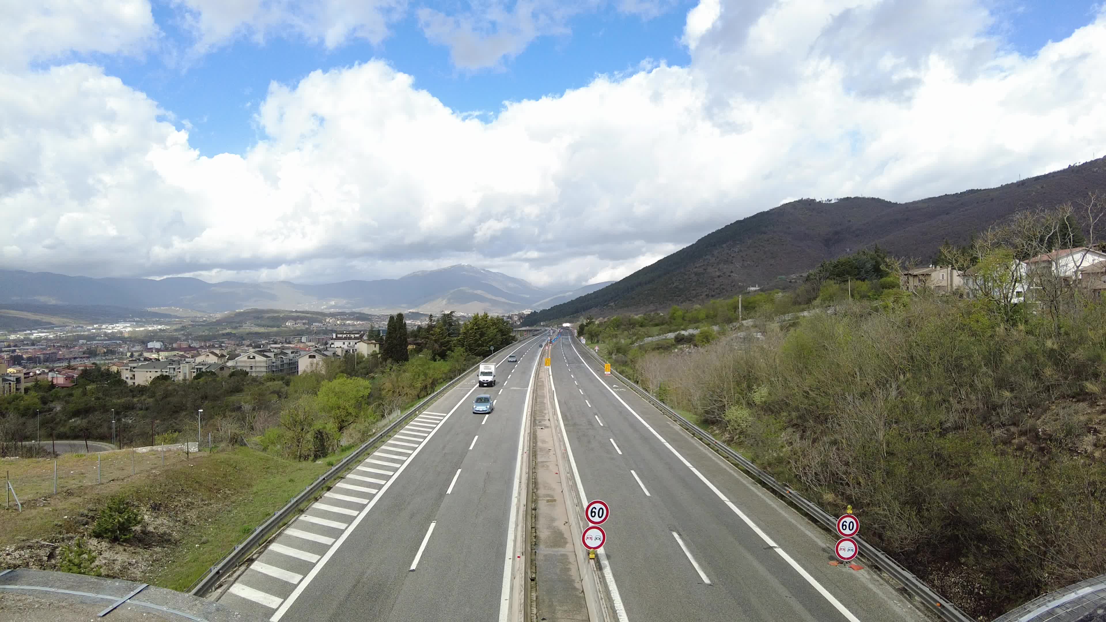 Vehicles driving on A24 motorway in Italy