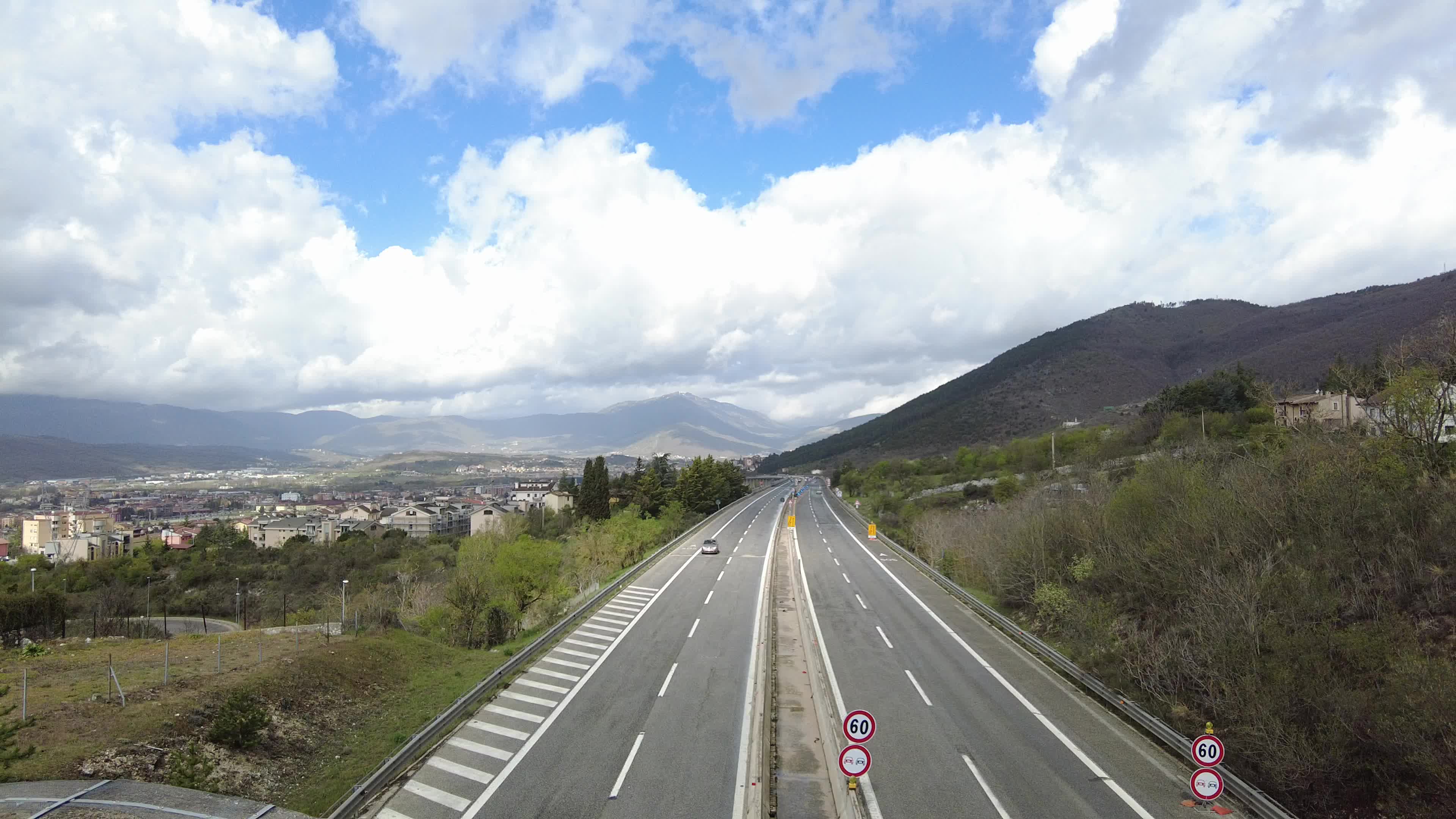 Vehicles driving on A24 motorway in Italy