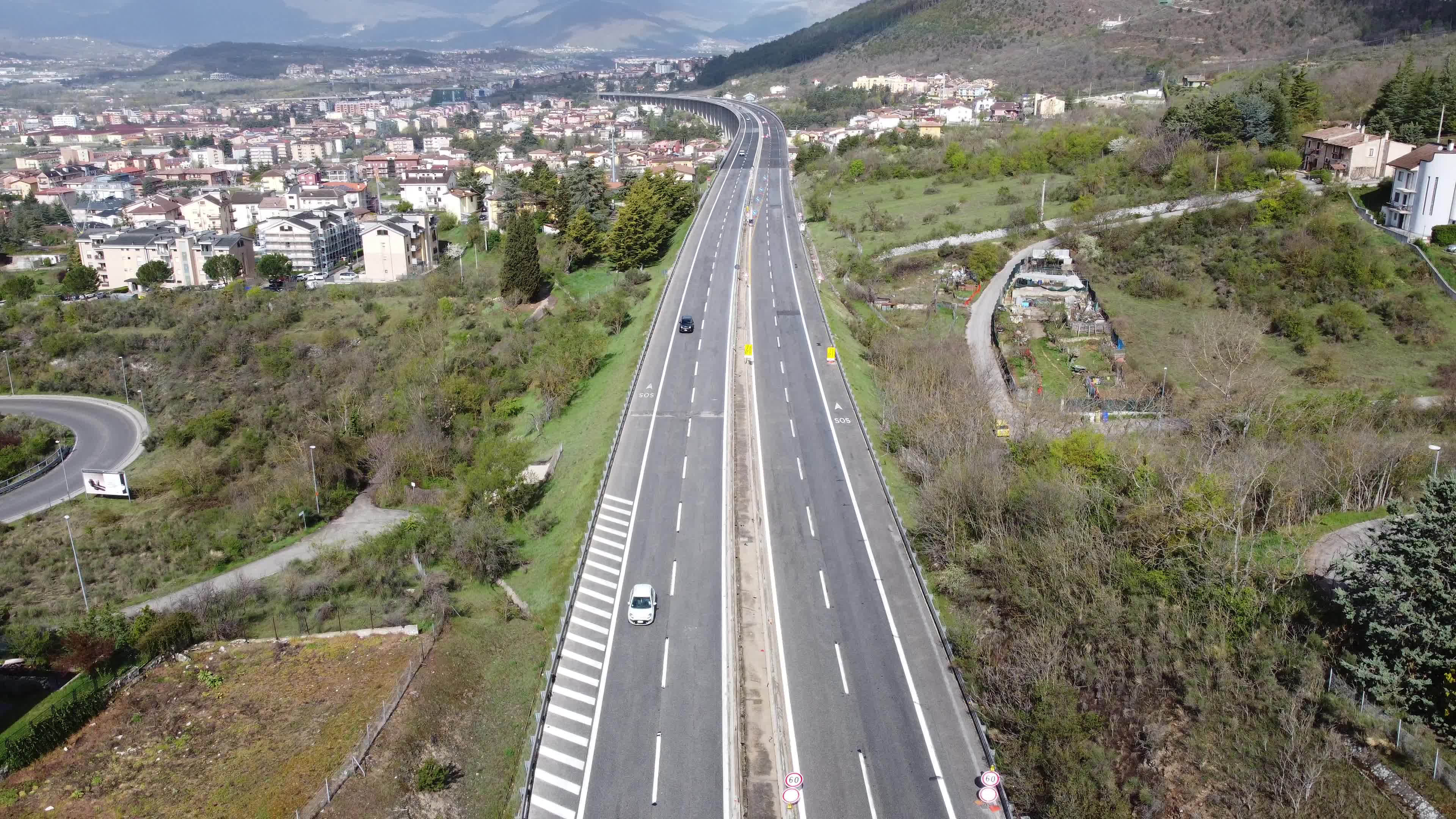 Vehicles driving on A24 motorway in Italy