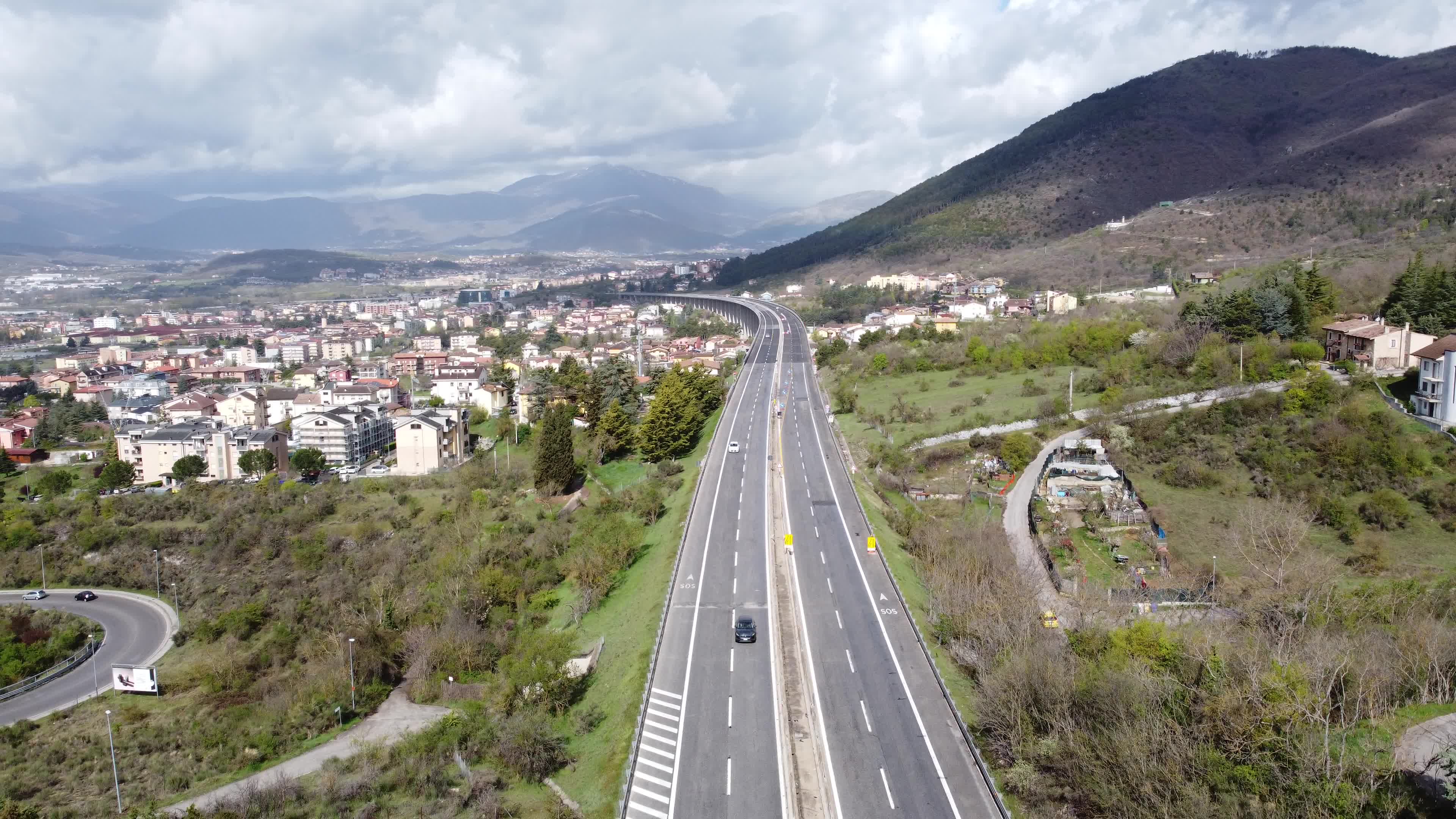 Vehicles driving on A24 motorway in Italy