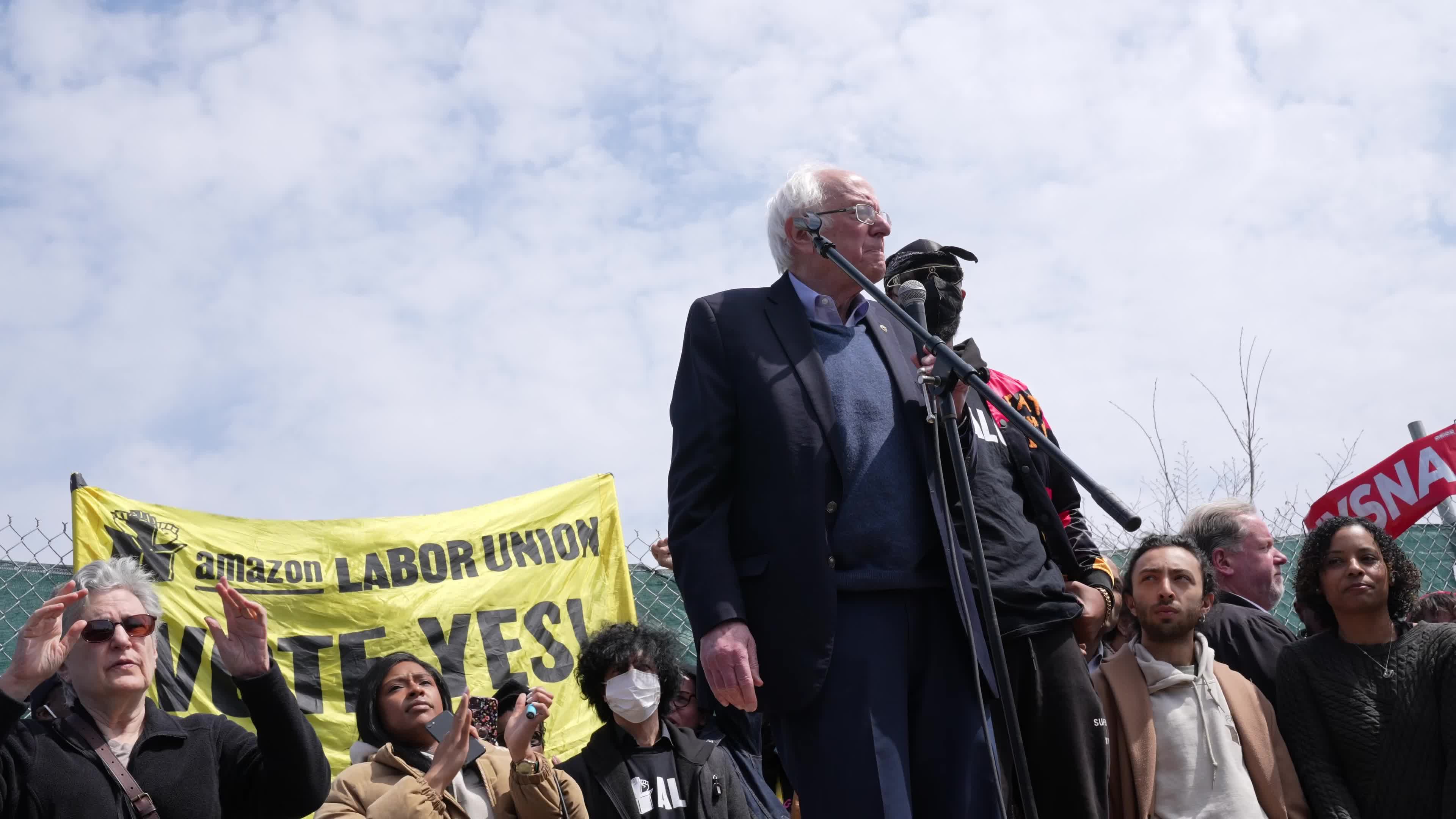 Senator Bernie Sanders Joins Workers For An Amazon Labor Union Rally