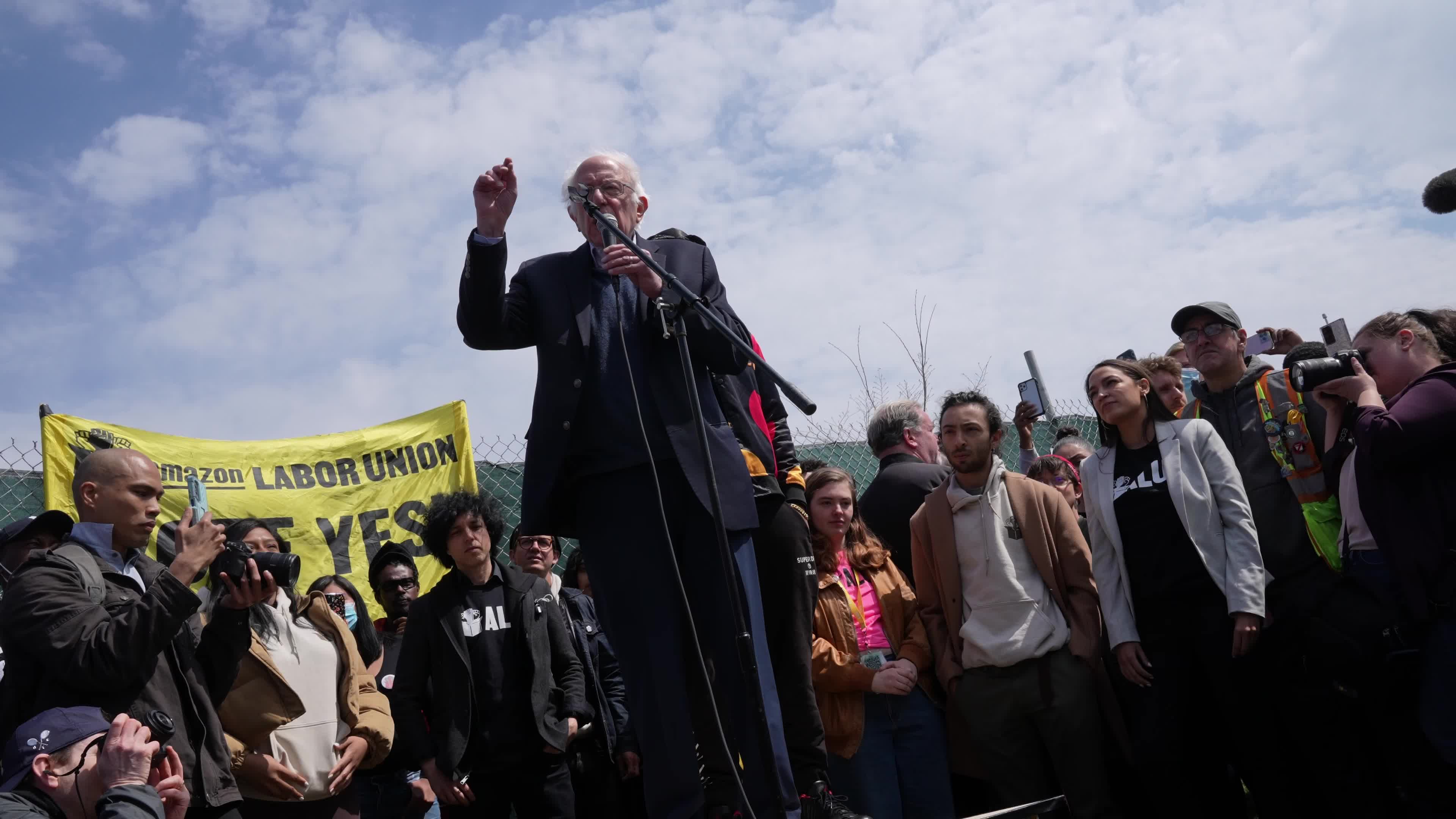 Senator Bernie Sanders Joins Workers For An Amazon Labor Union Rally