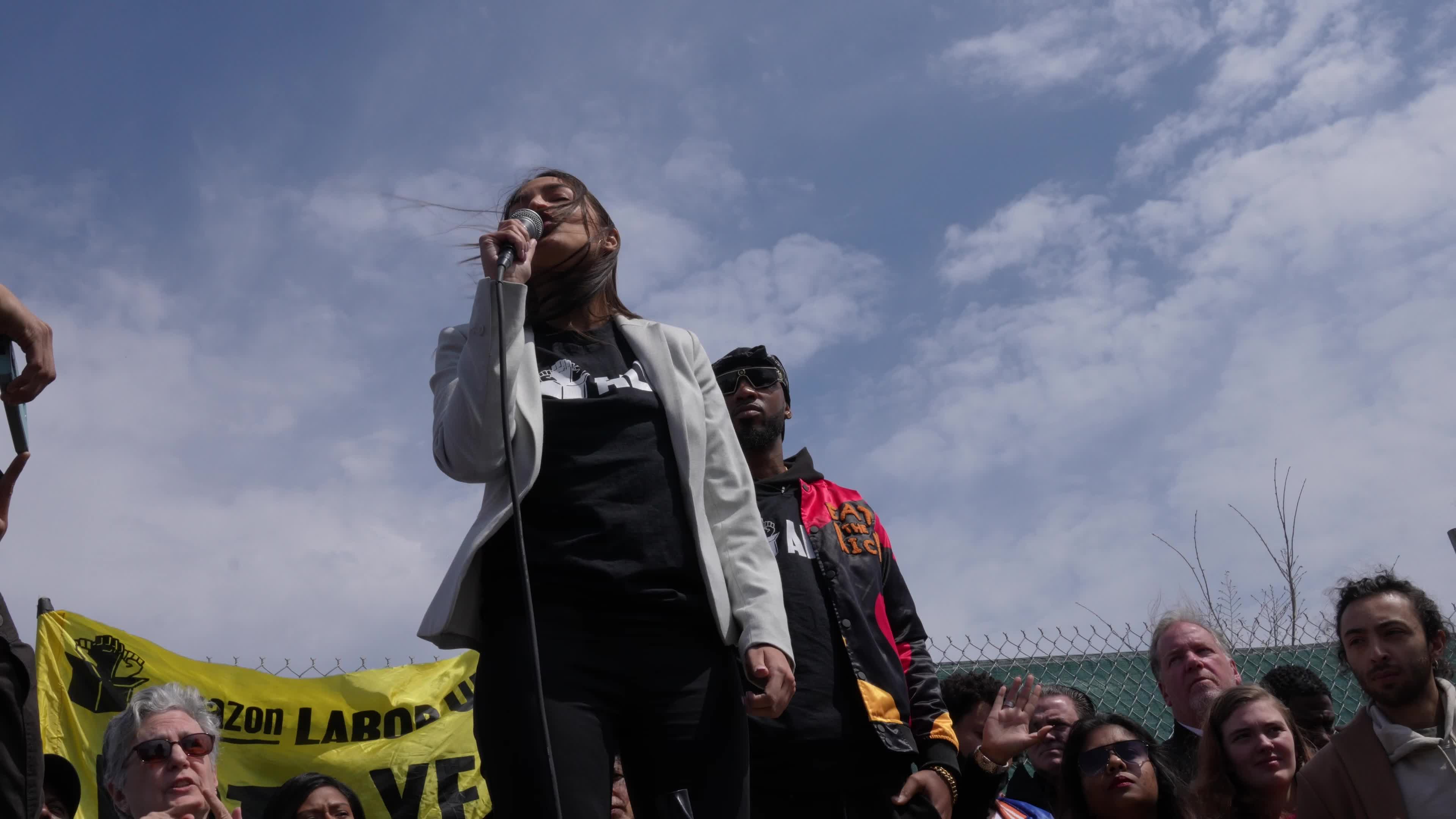 Senator Bernie Sanders Joins Workers For An Amazon Labor Union Rally