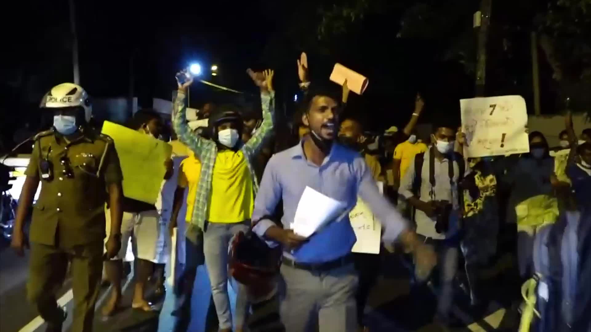 Protester clash with polices and military, demonstrating against Sri Lanka President 