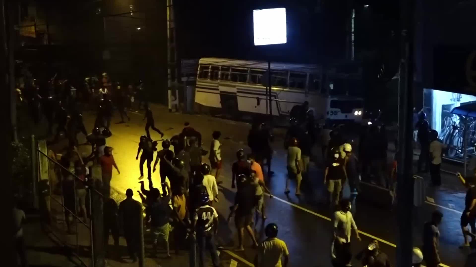 Protester clash with polices and military, demonstrating against Sri Lanka President 