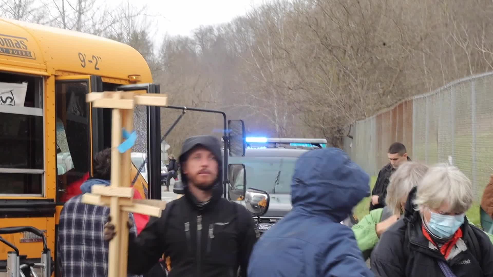 Climate protestors block West Virginia coal power plant