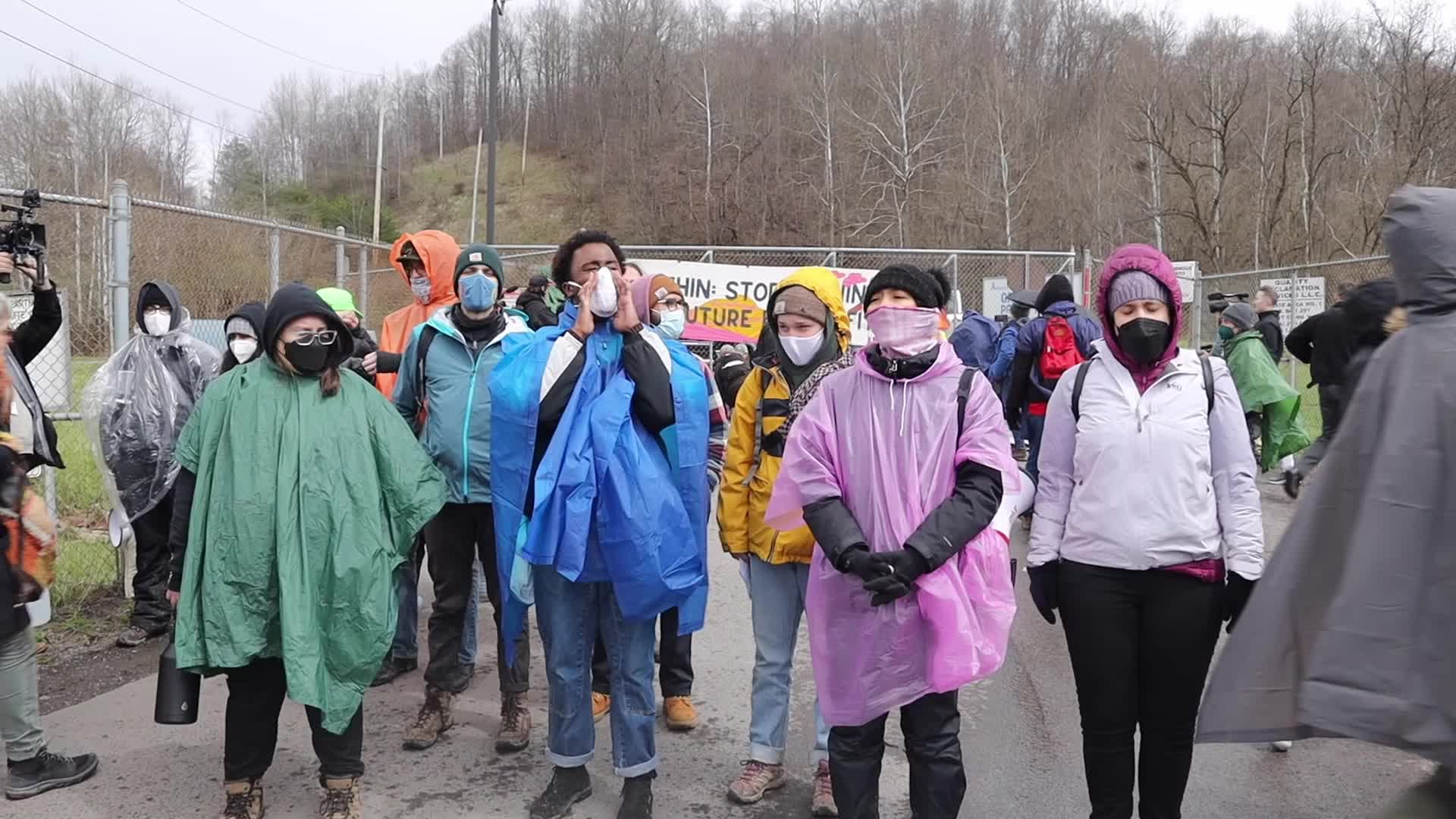 Climate protestors block West Virginia coal power plant