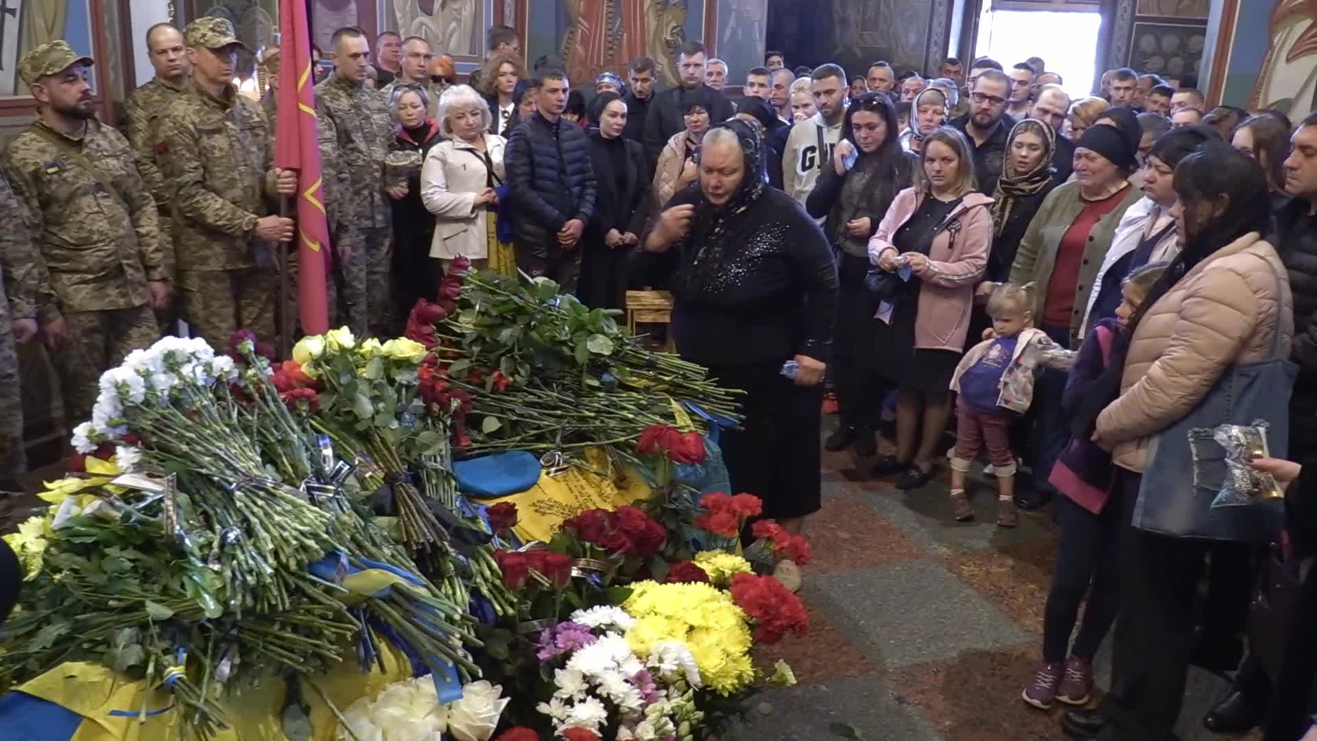 Funeral service for Ukrainian soldier Ruslan Borovyk in Kyiv, amid Russian invasion in Ukraine.