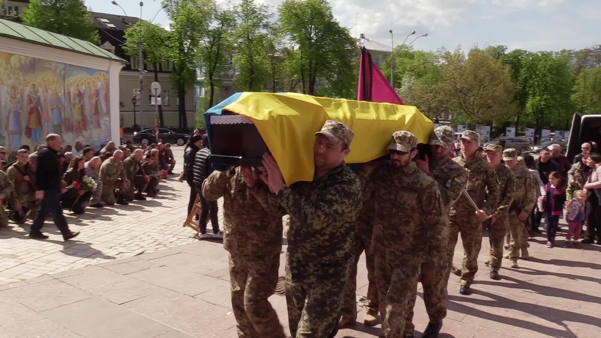 Funeral service for Ukrainian soldier Ruslan Borovyk in Kyiv, amid Russian invasion in Ukraine.