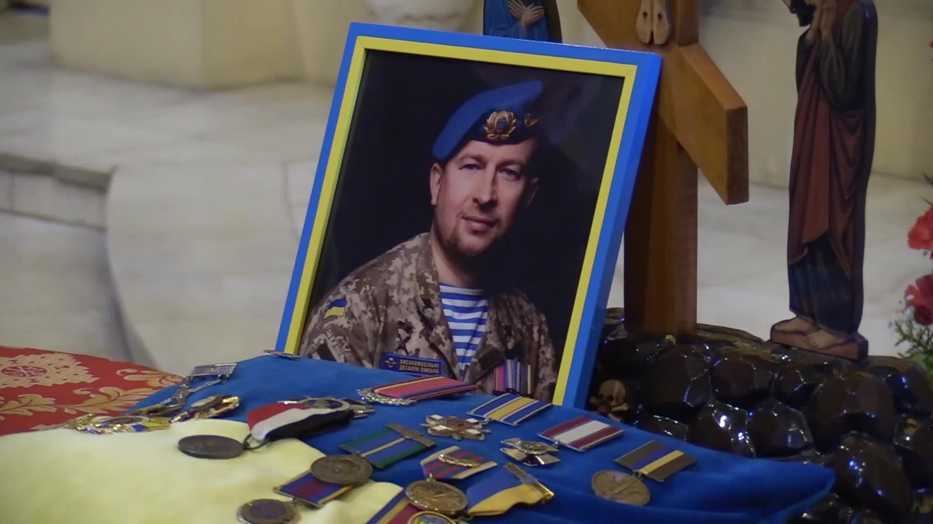 Funeral service for Ukrainian soldier Ruslan Borovyk in Kyiv, amid Russian invasion in Ukraine.