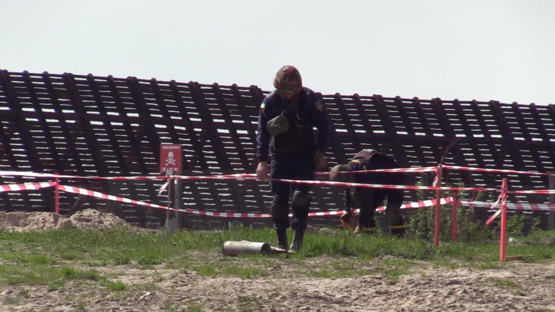 Ukrainian sappers carry out demining after recent battles at the Hostomel airfield, amid Russian invasion in Ukraine.