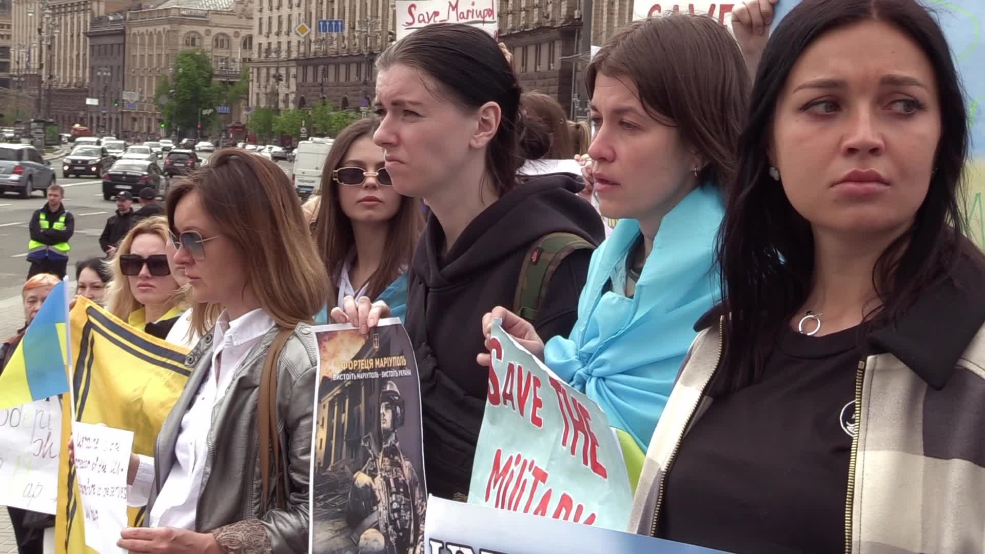 Wives of servicemen of Azov Battalion rally in Kyiv, amid Russian invasion in Ukraine
