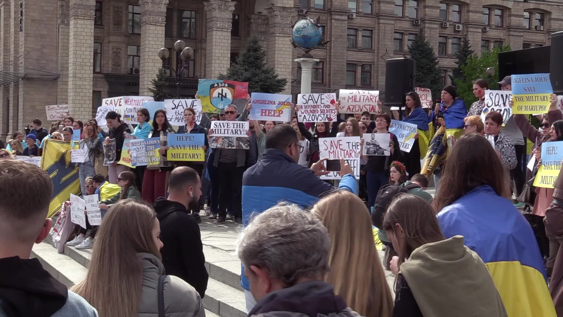 Wives of servicemen of Azov Battalion rally in Kyiv, amid Russian invasion in Ukraine