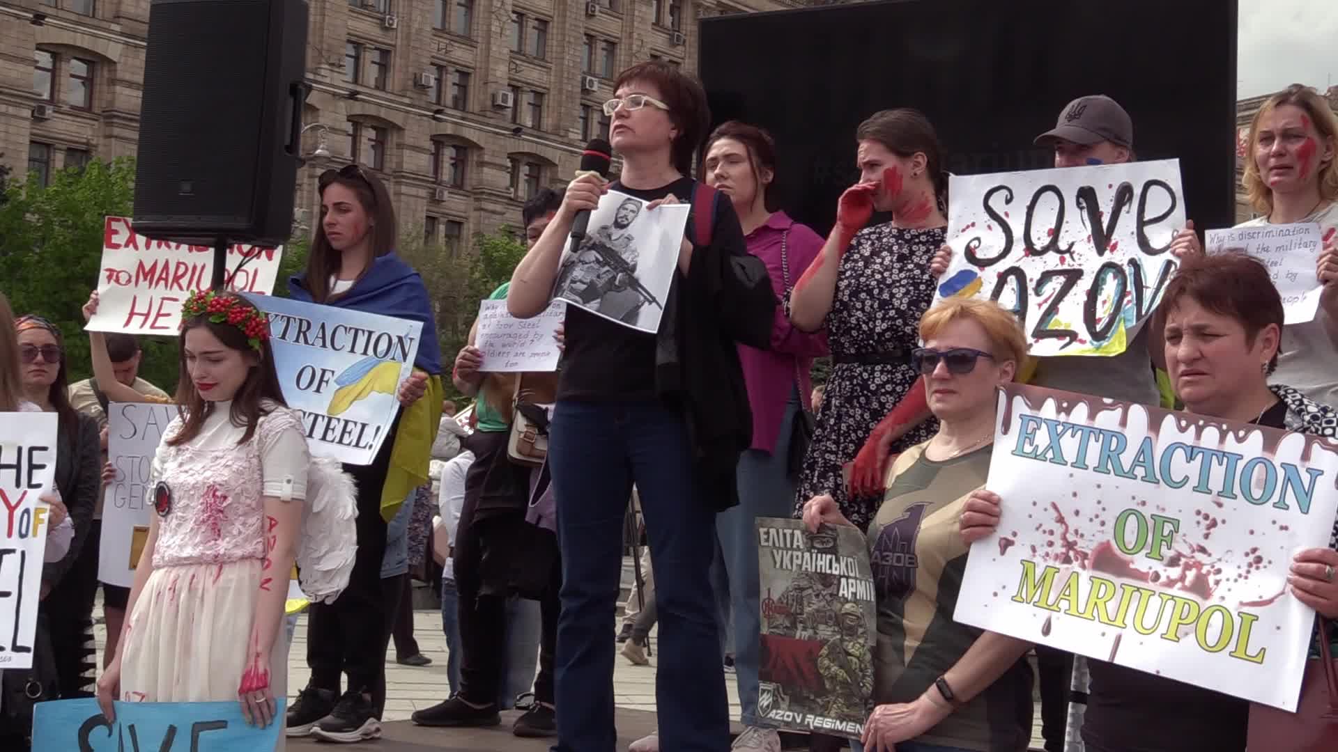 Wives of servicemen of Azov Battalion rally in Kyiv, amid Russian invasion in Ukraine