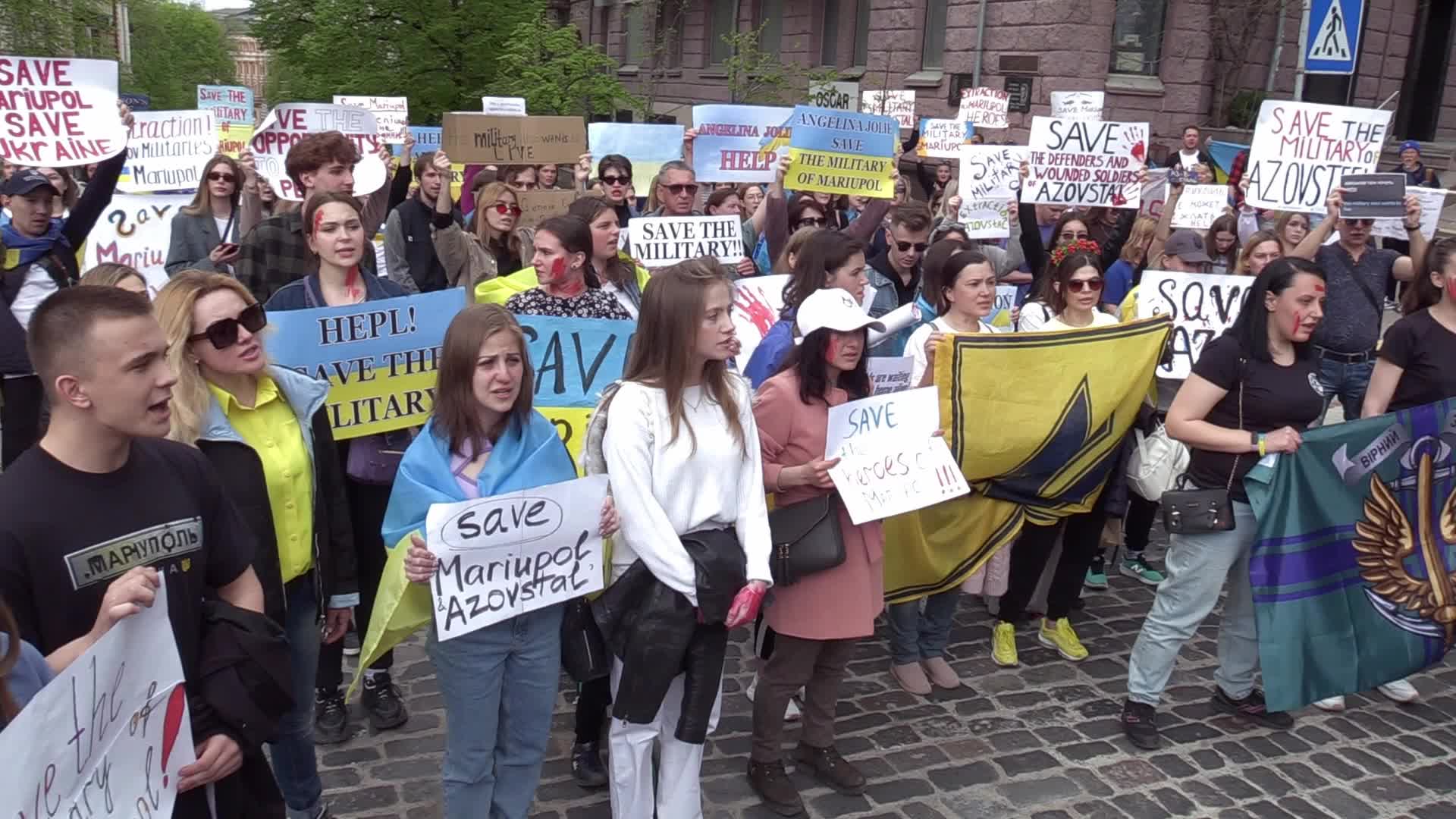 Wives of servicemen of Azov Battalion rally in Kyiv, amid Russian invasion in Ukraine