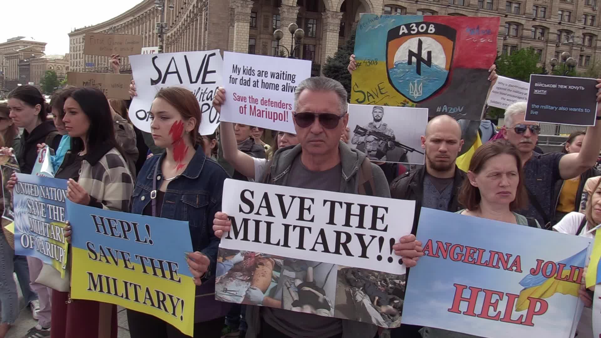 Wives of servicemen of Azov Battalion rally in Kyiv, amid Russian invasion in Ukraine