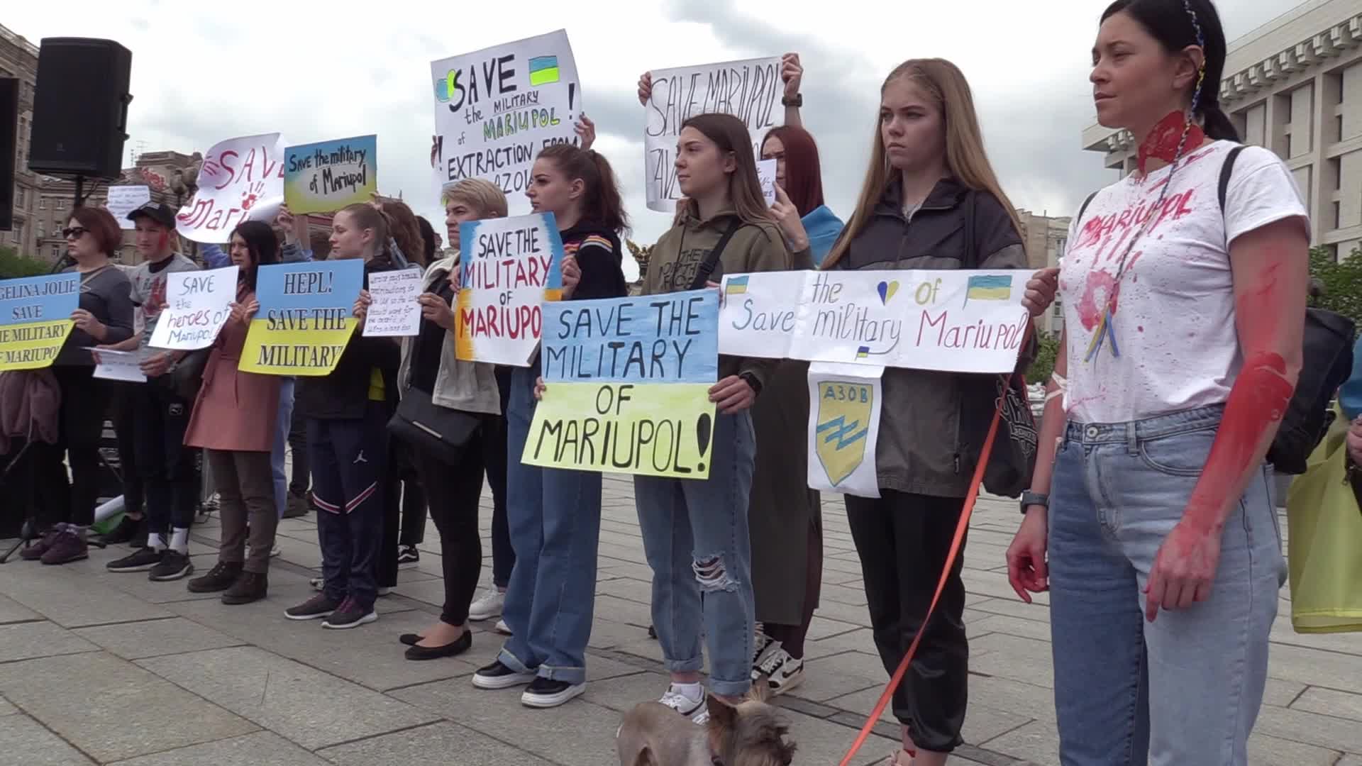 Wives of servicemen of Azov Battalion rally in Kyiv, amid Russian invasion in Ukraine