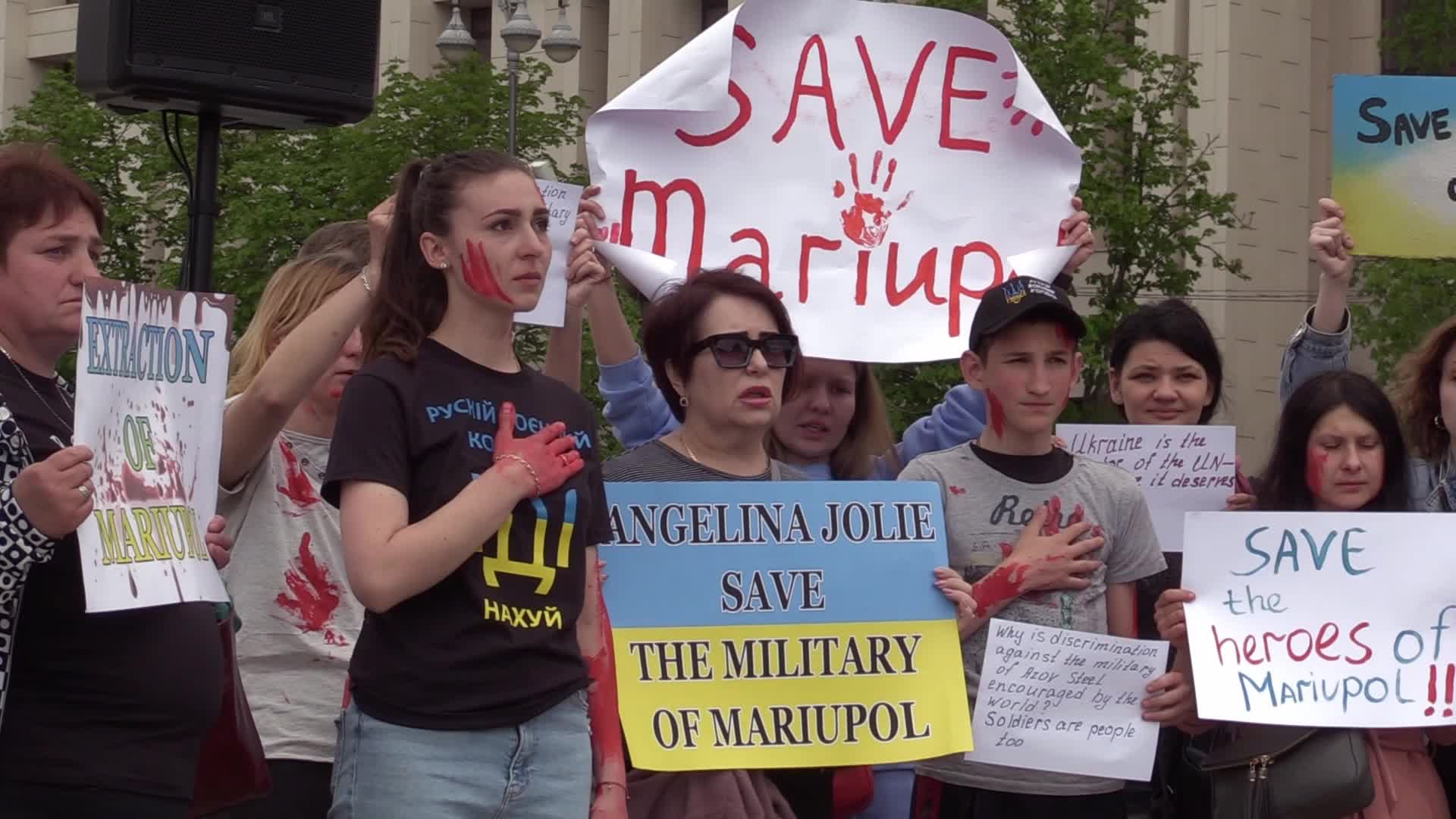 Wives of servicemen of Azov Battalion rally in Kyiv, amid Russian invasion in Ukraine
