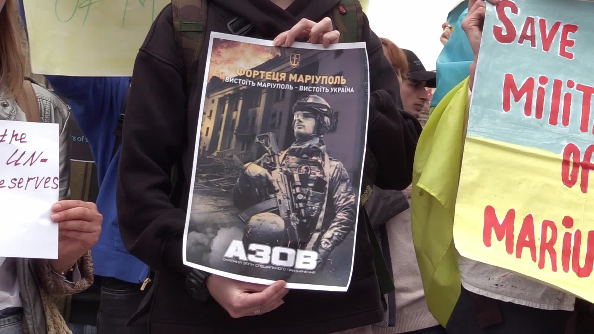 Wives of servicemen of Azov Battalion rally in Kyiv, amid Russian invasion in Ukraine
