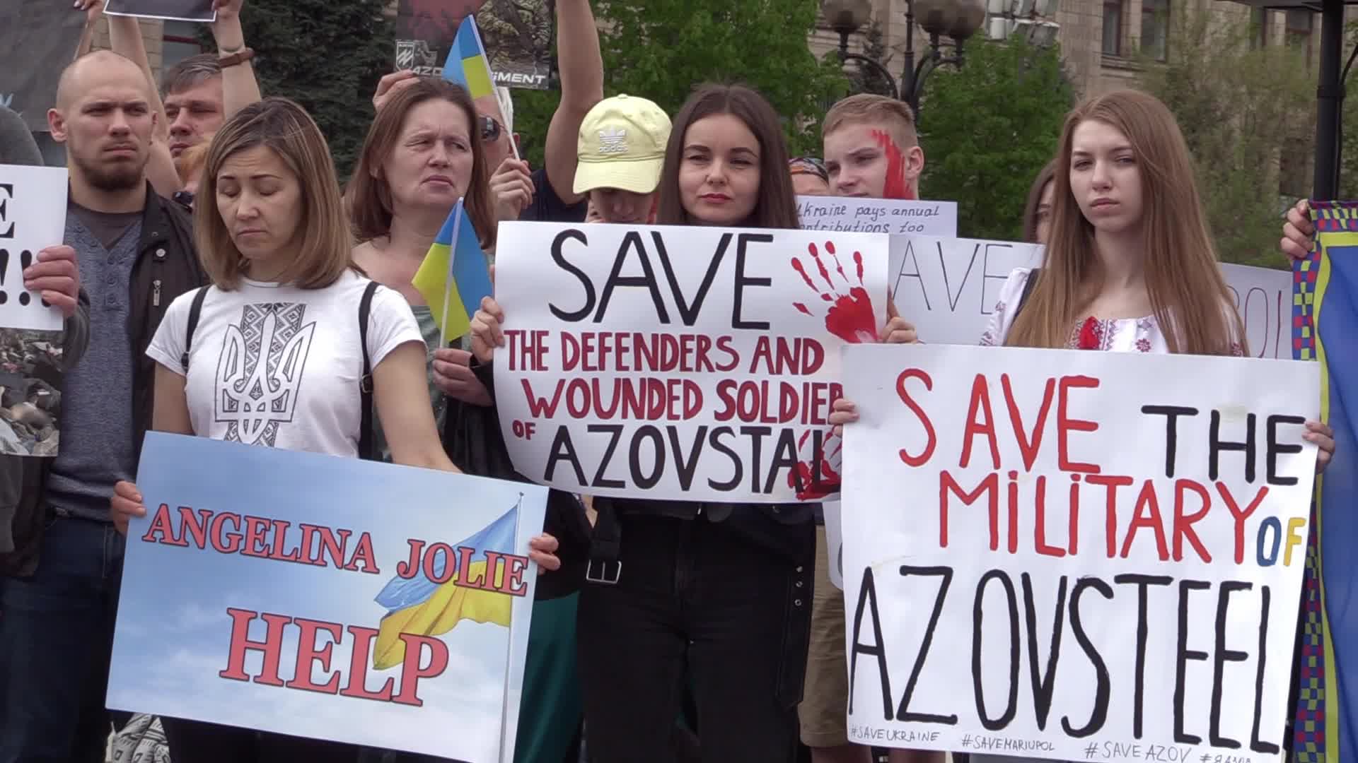 Wives of servicemen of Azov Battalion rally in Kyiv, amid Russian invasion in Ukraine