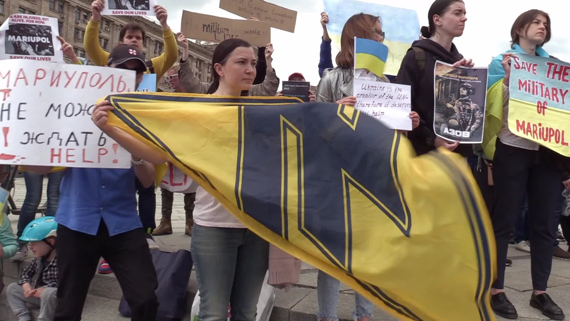 Wives of servicemen of Azov Battalion rally in Kyiv, amid Russian invasion in Ukraine