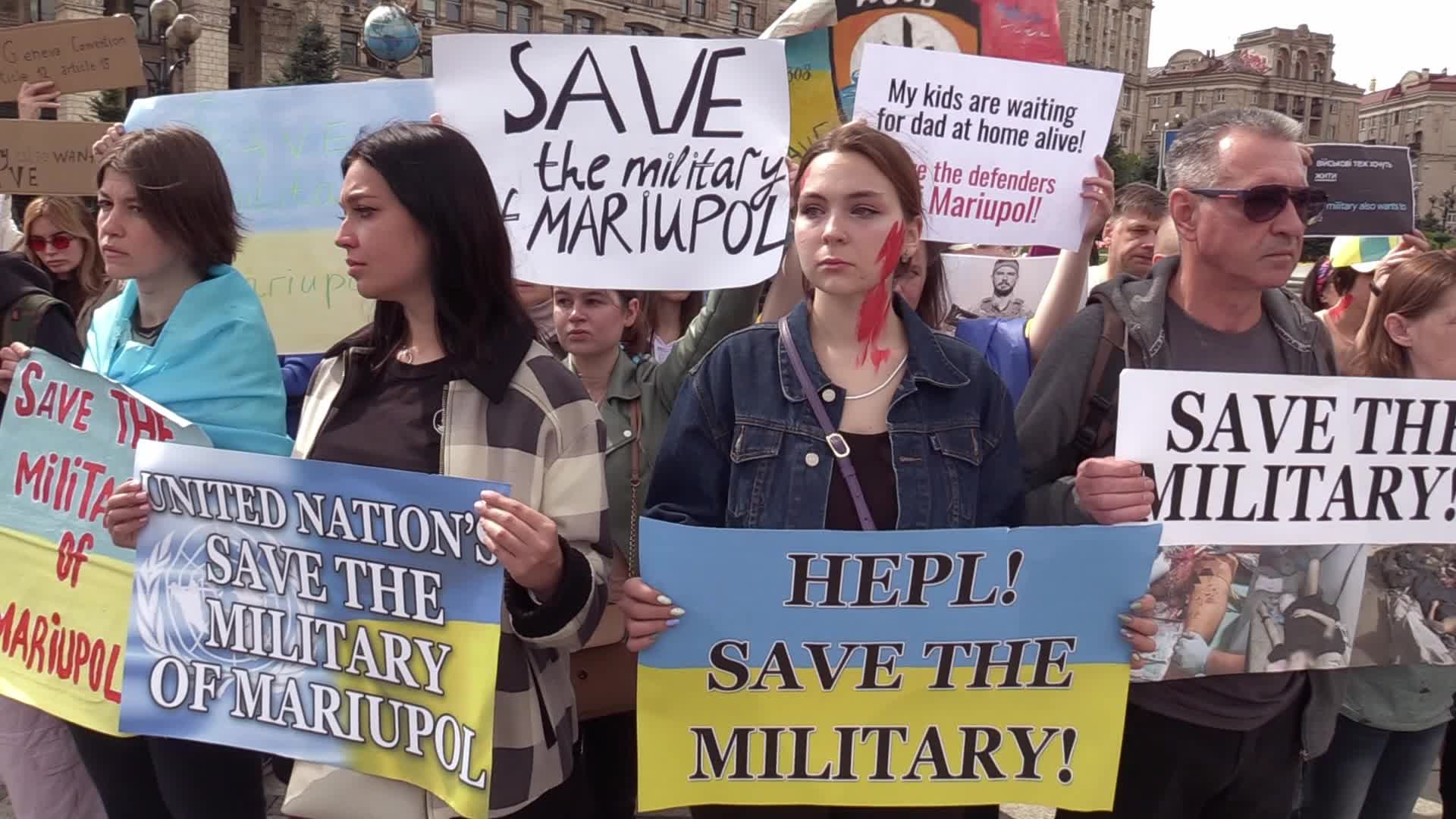 Wives of servicemen of Azov Battalion rally in Kyiv, amid Russian invasion in Ukraine
