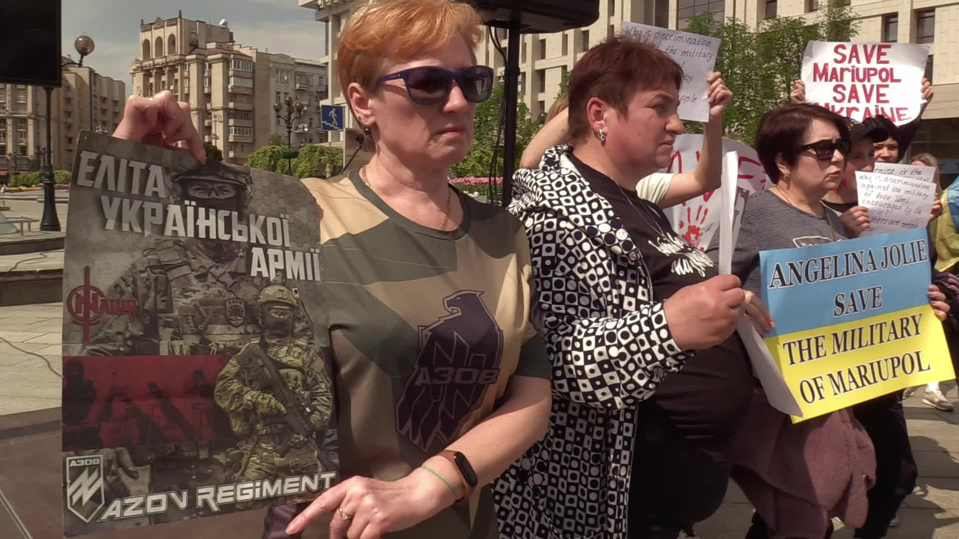 Wives of servicemen of Azov Battalion rally in Kyiv, amid Russian invasion in Ukraine