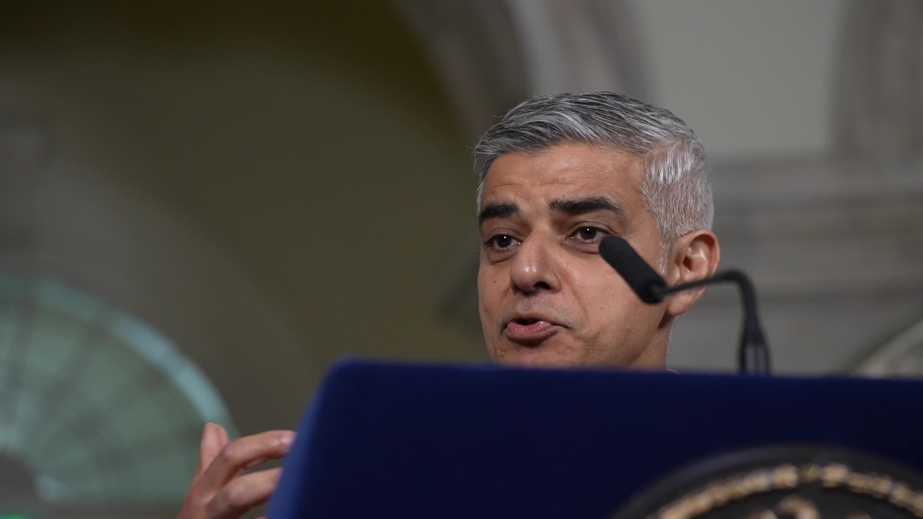 Mayor Eric Adams Makes an Announcement With London Mayor Sadiq Khan