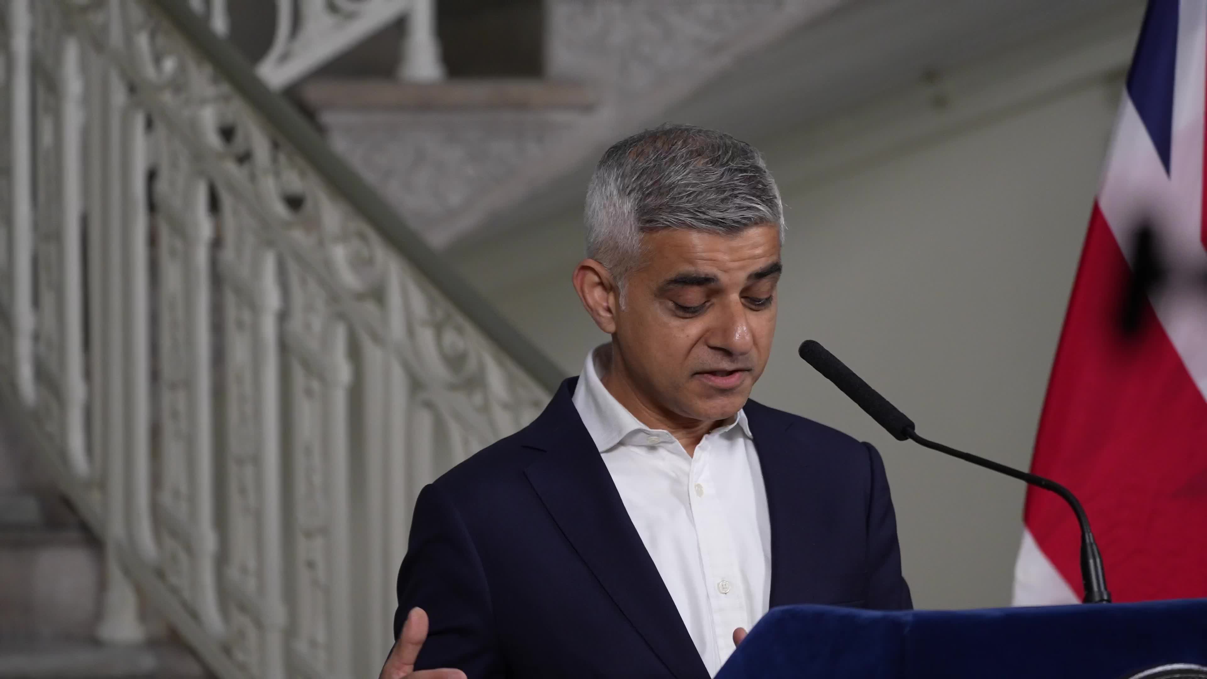 Mayor Eric Adams Makes an Announcement With London Mayor Sadiq Khan