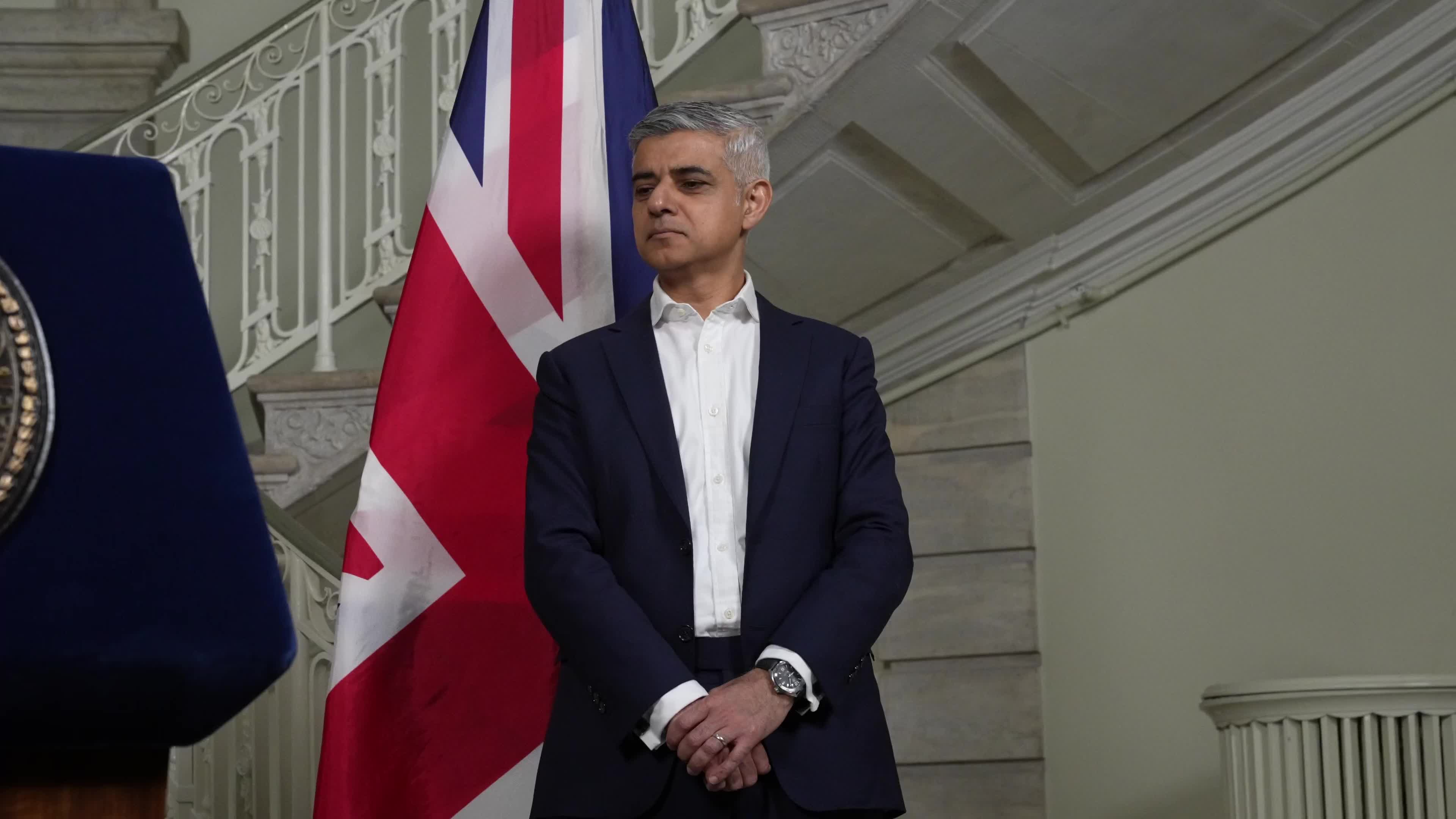 Mayor Eric Adams Makes an Announcement With London Mayor Sadiq Khan