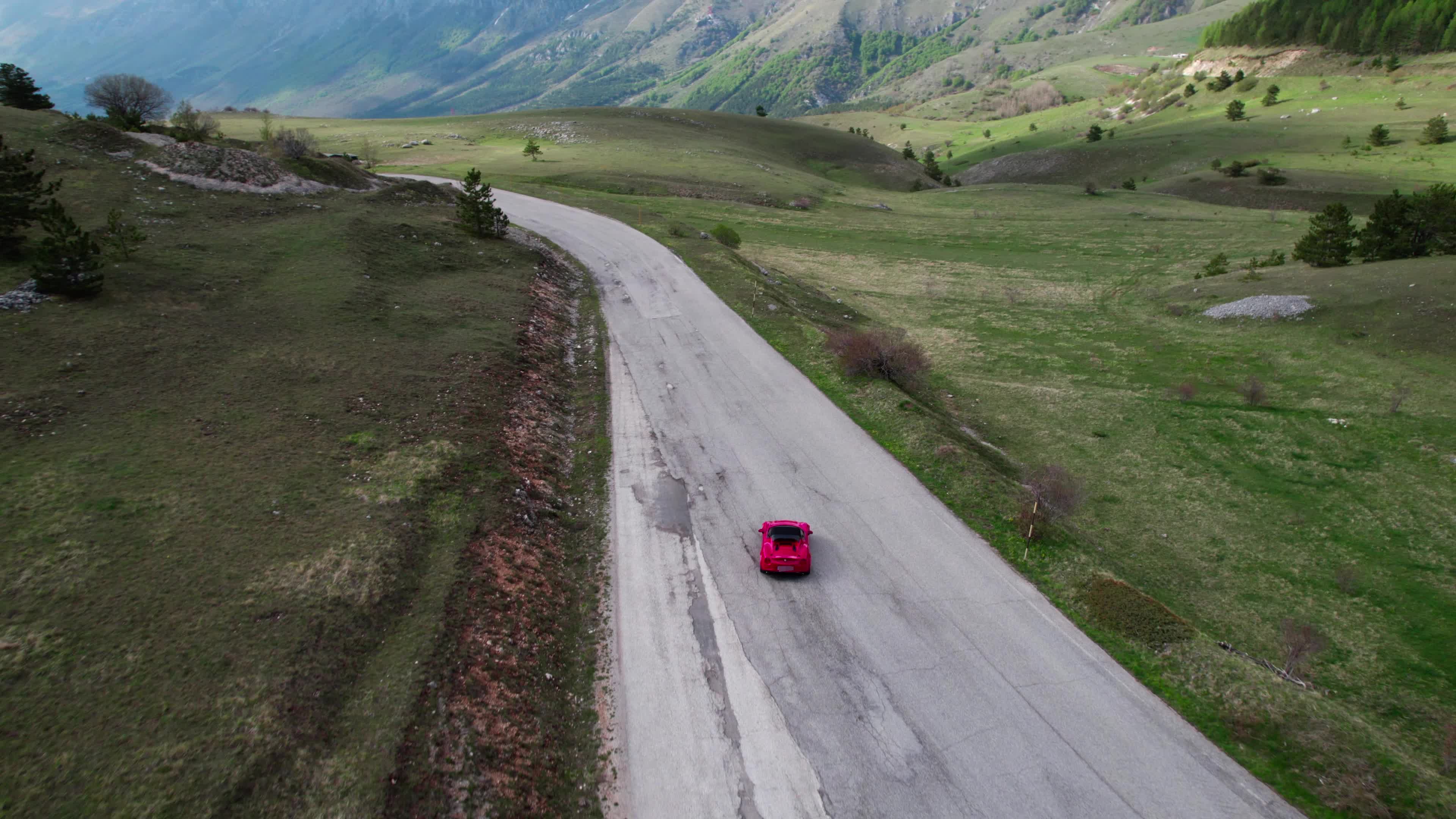 An Alfa Romeo 4C On The Roads Of Apennine Mountains