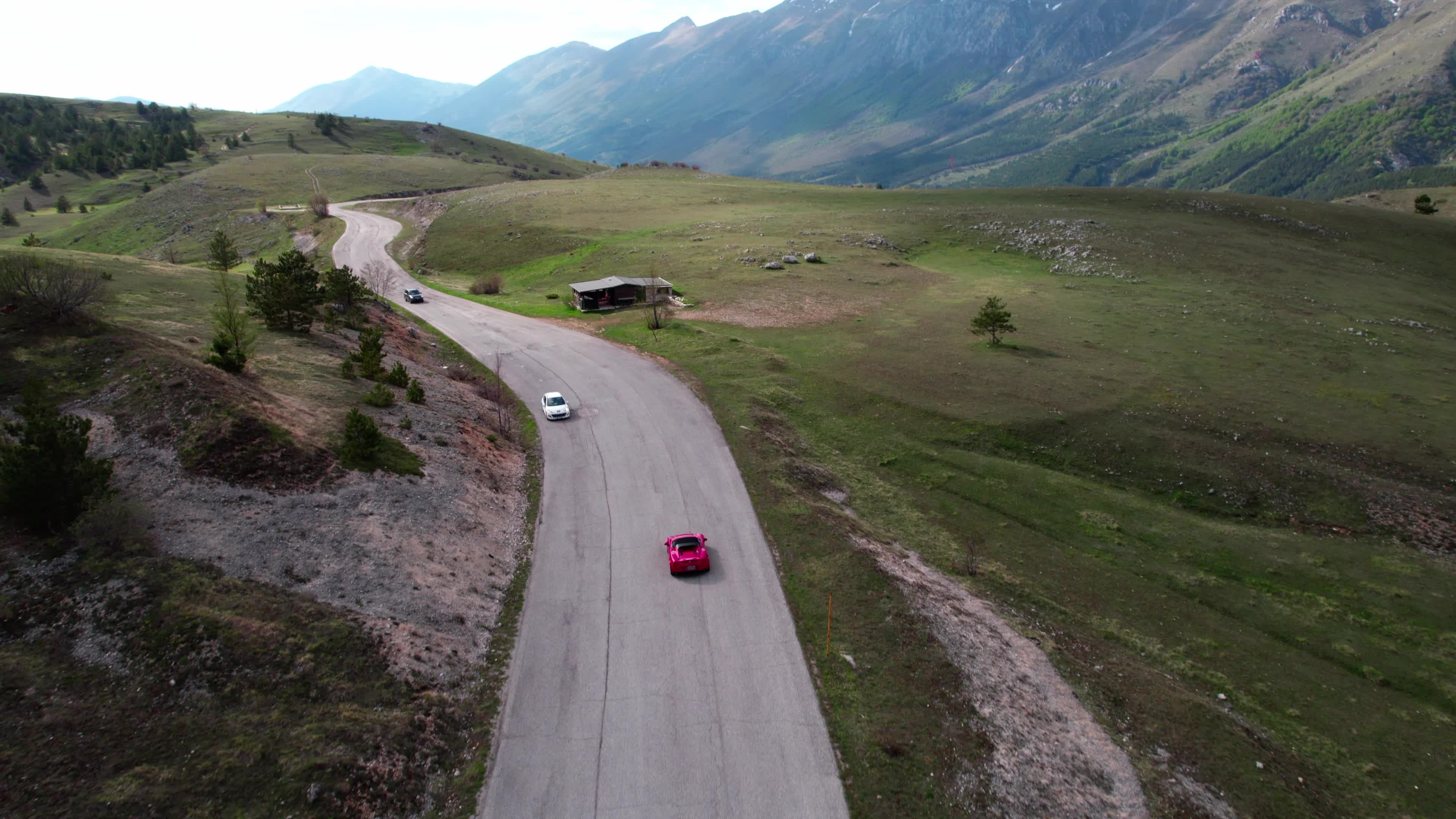 An Alfa Romeo 4C On The Roads Of Apennine Mountains