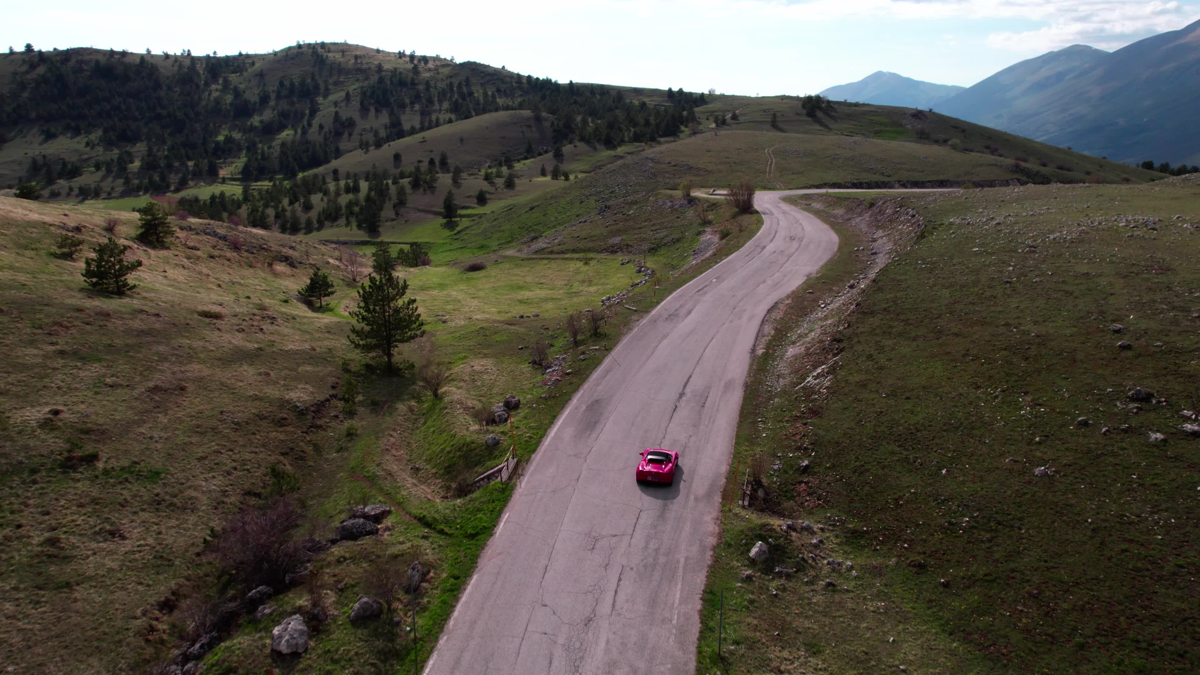 An Alfa Romeo 4C On The Roads Of Apennine Mountains