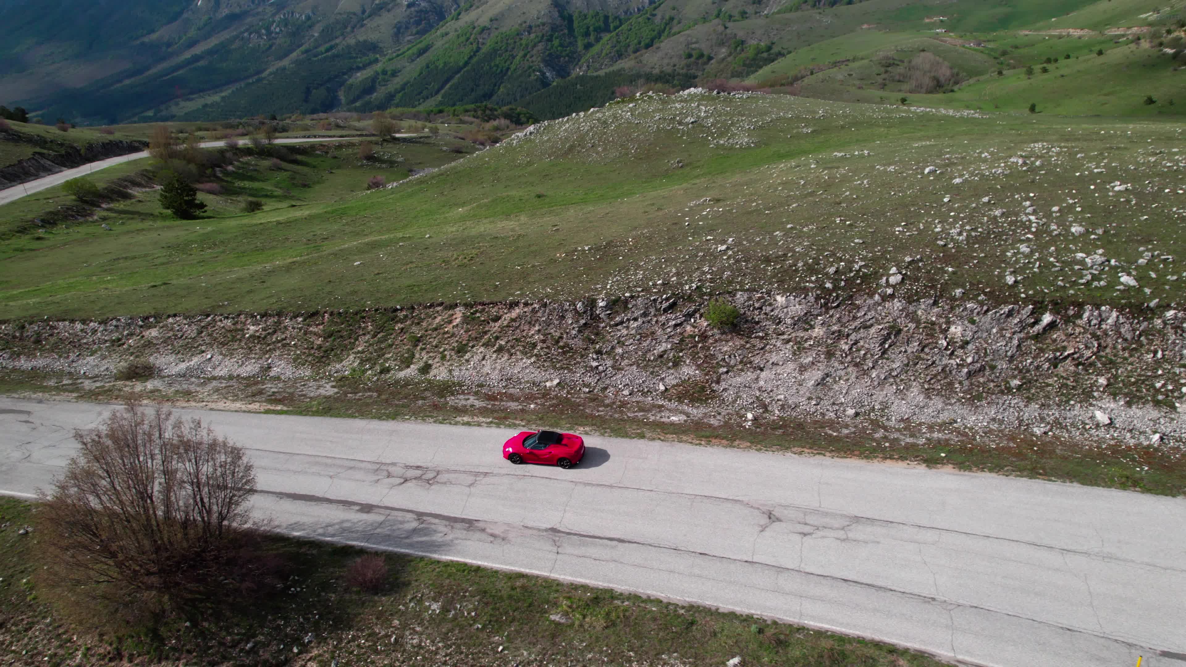 An Alfa Romeo 4C On The Roads Of Apennine Mountains
