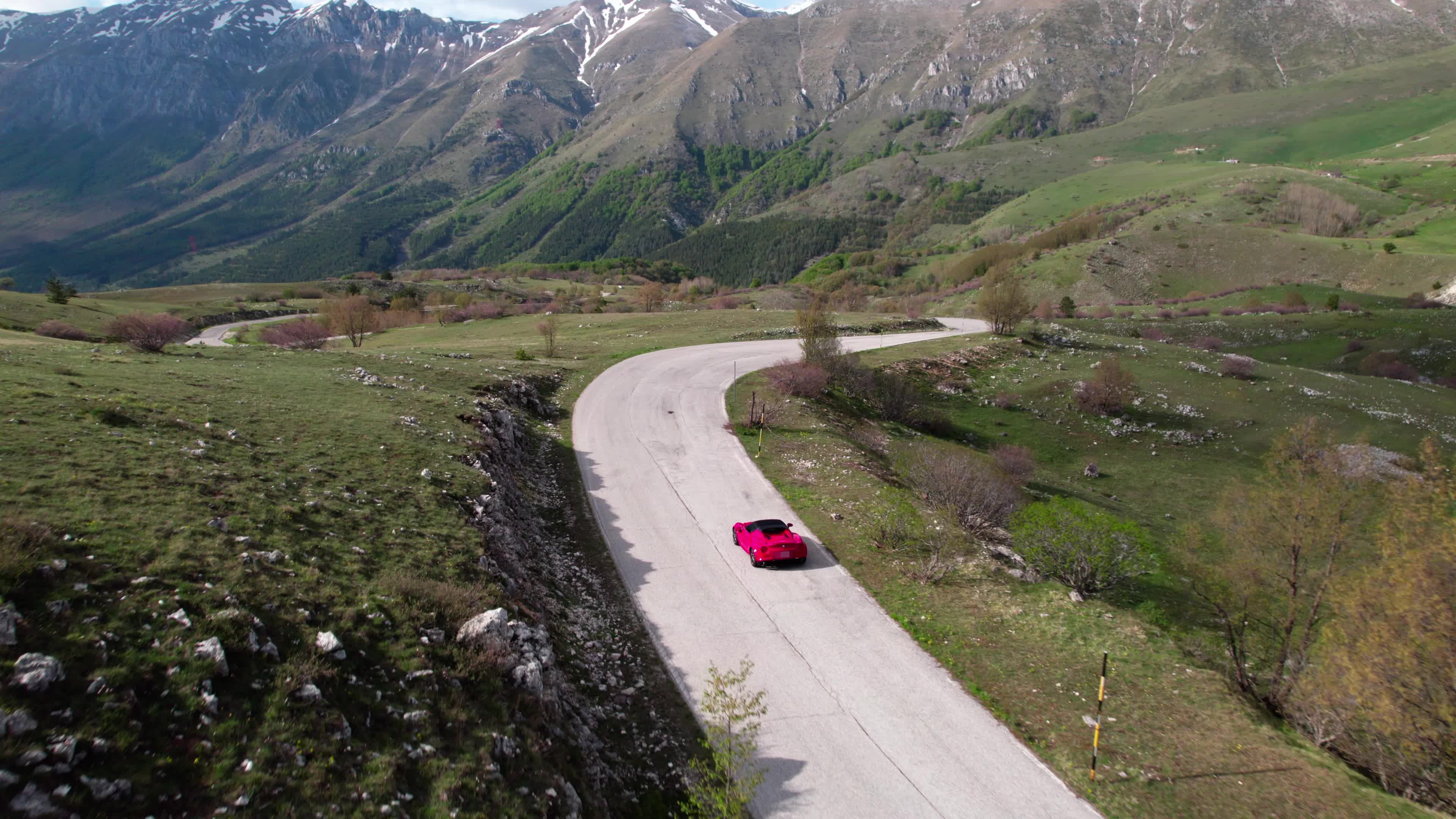 An Alfa Romeo 4C On The Roads Of Apennine Mountains