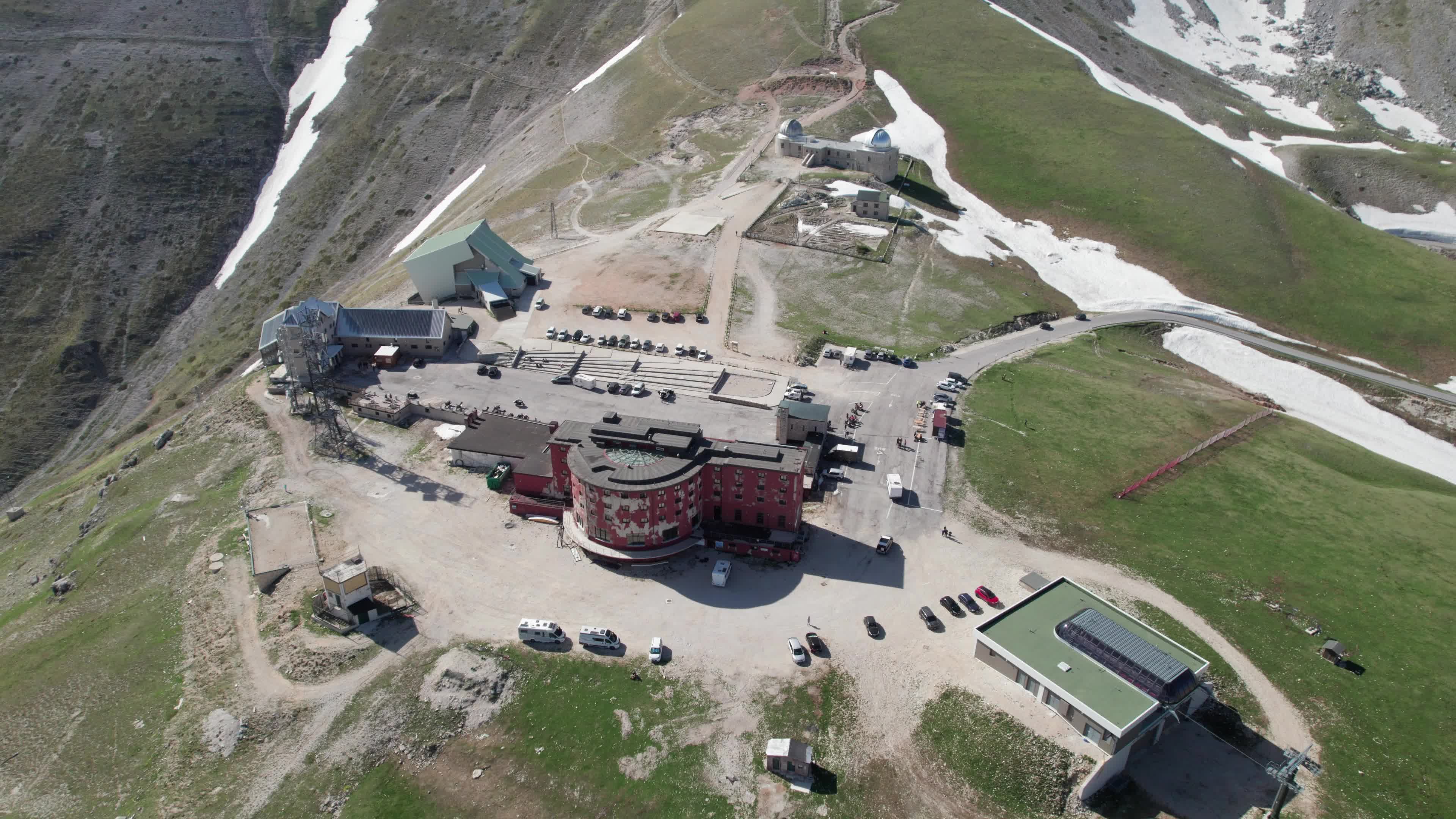 A Drone View of Hotel Campo Imperatore, Famous For Benito Mussolini's prison