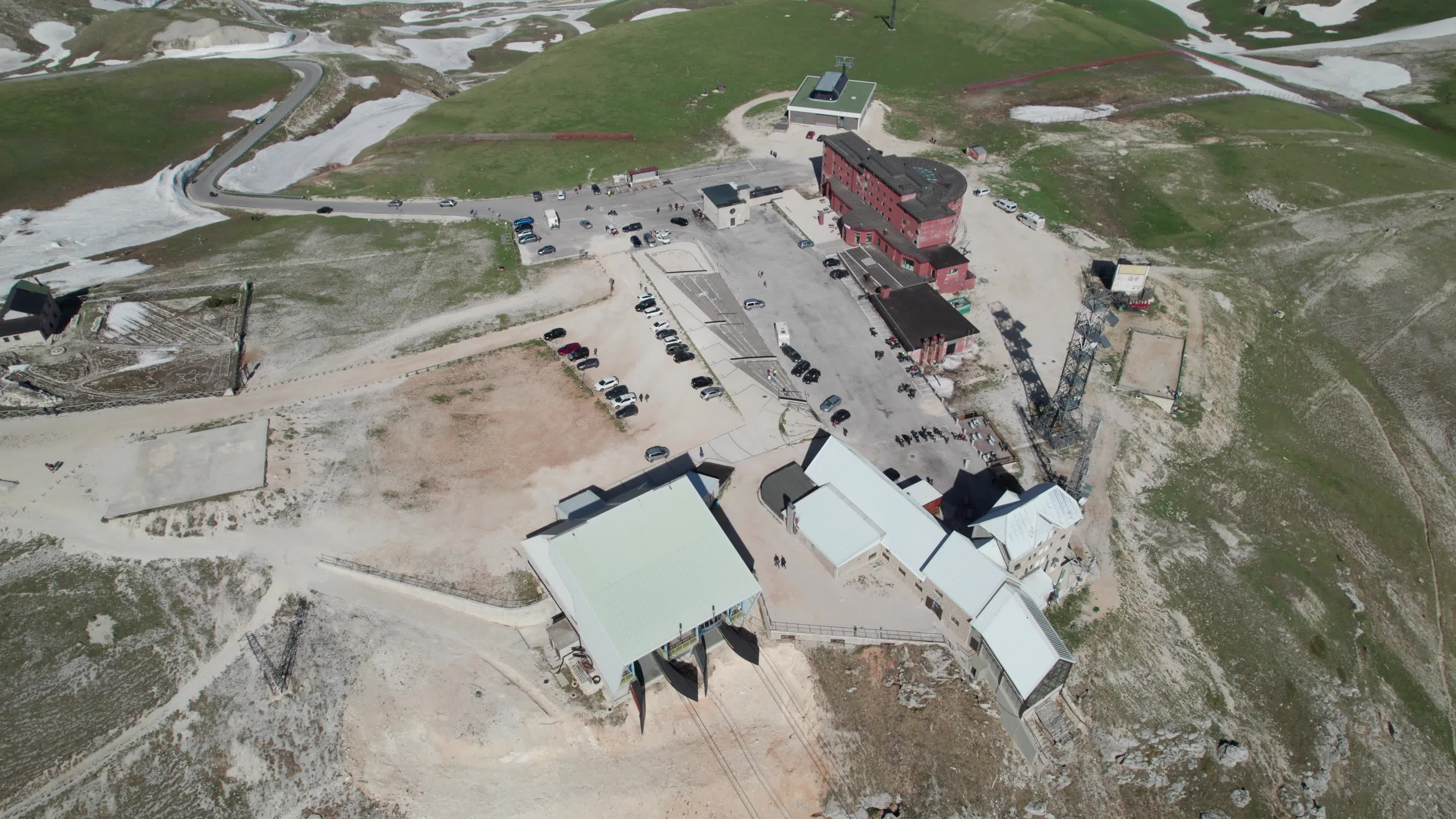 Drone View Of Cable Car Of Campo Imperatore