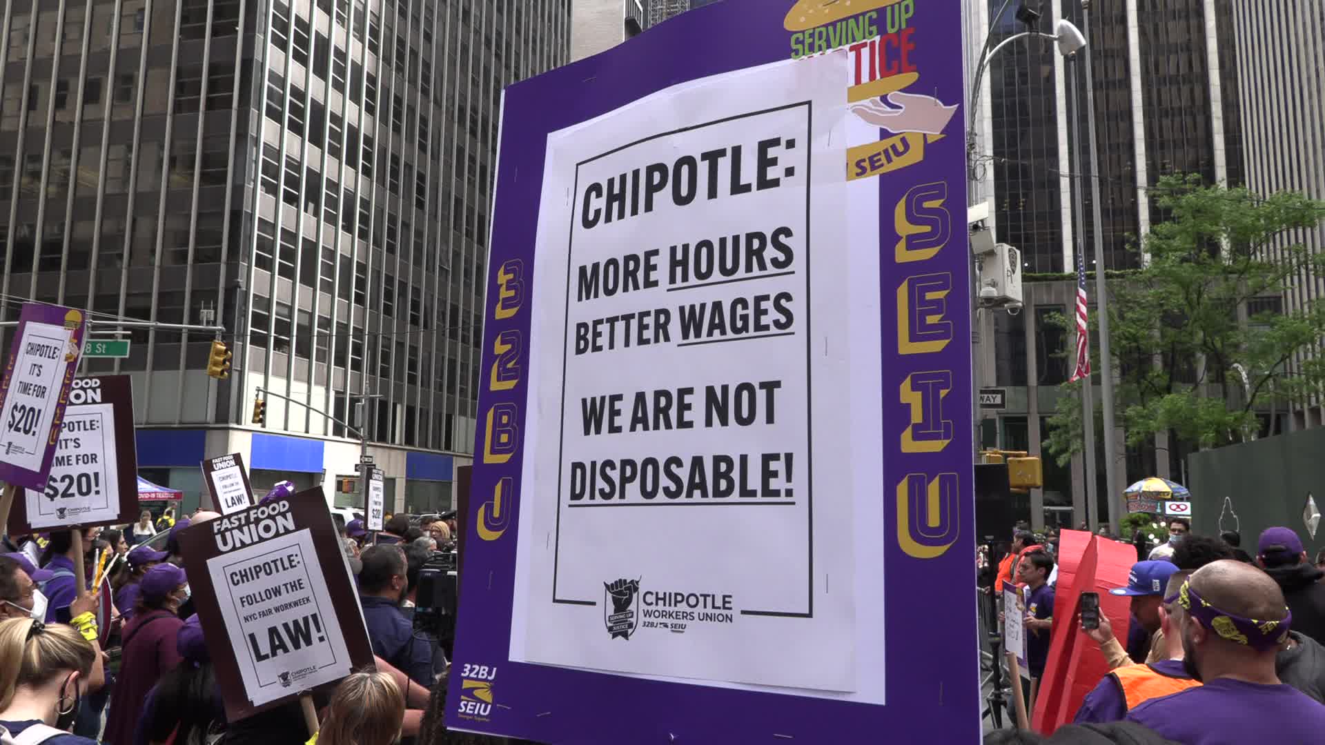 NYC: Chipotle workers rally for higher wages, better hours