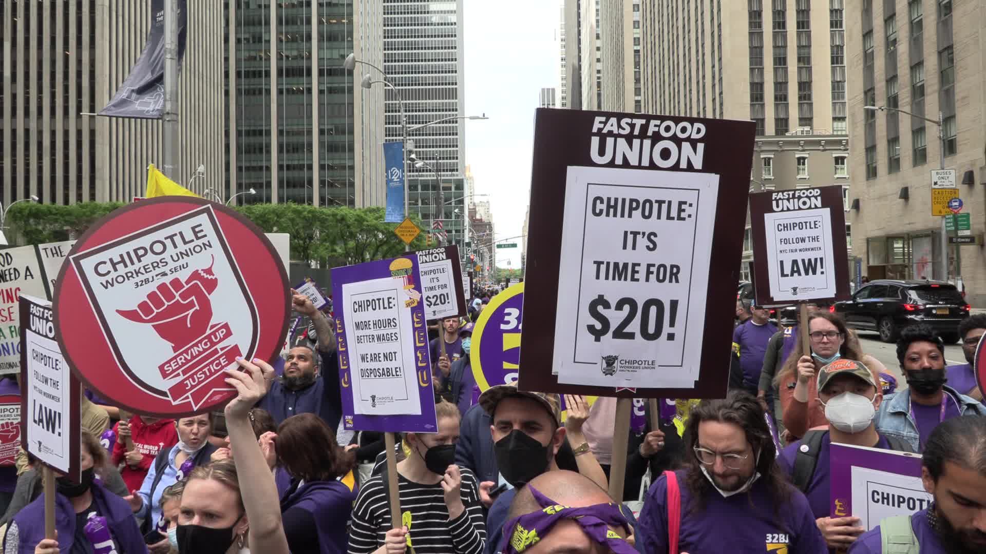 NYC: Chipotle workers rally for higher wages, better hours