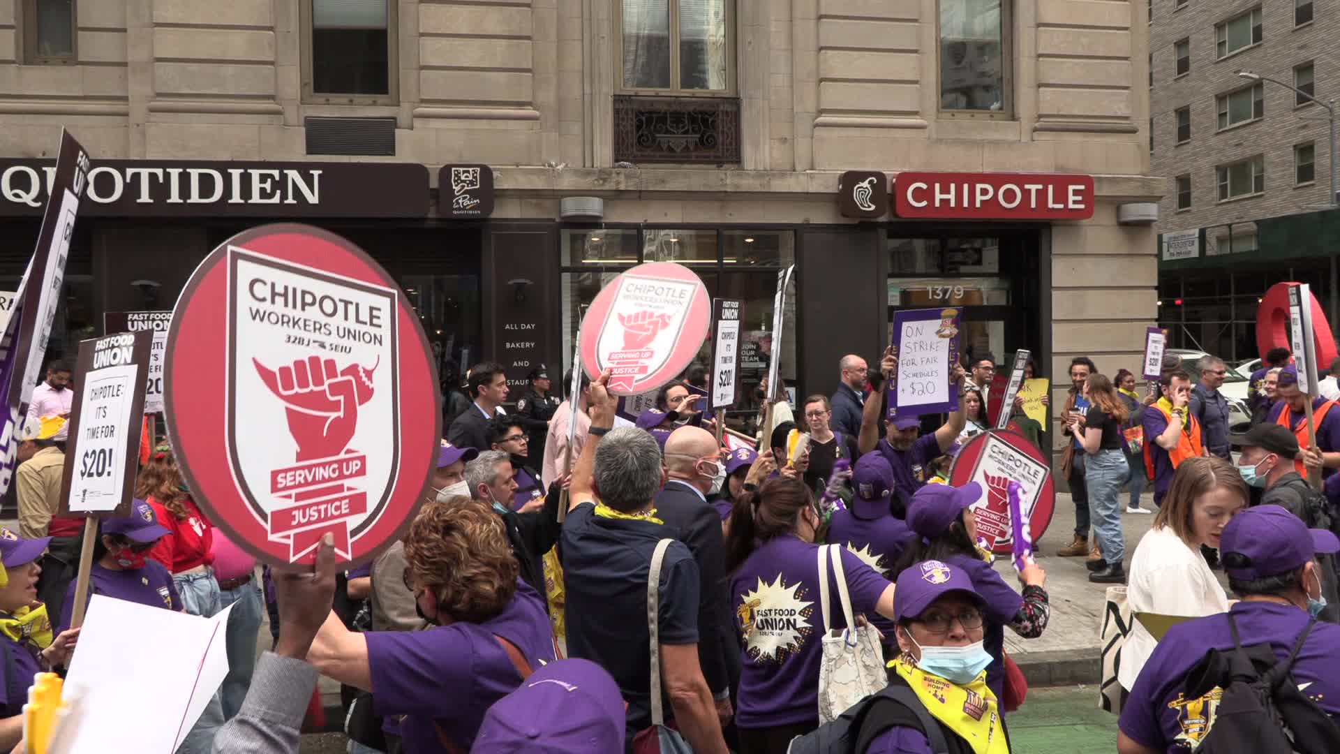 NYC: Chipotle workers rally for higher wages, better hours