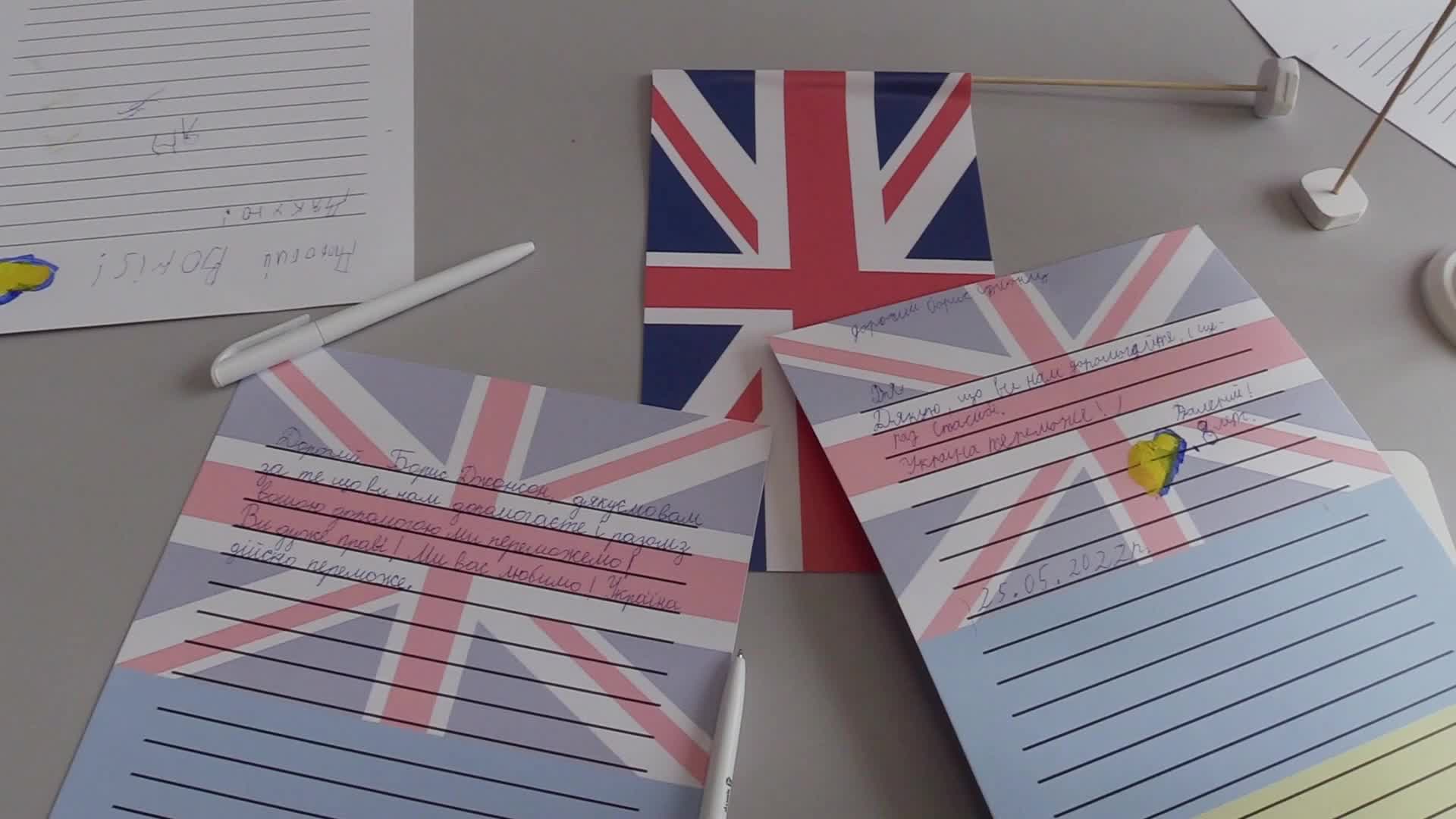 Ukrainian children wrote a response to Boris Johnson letter in Odesa, amid Russian invasion in Ukraine