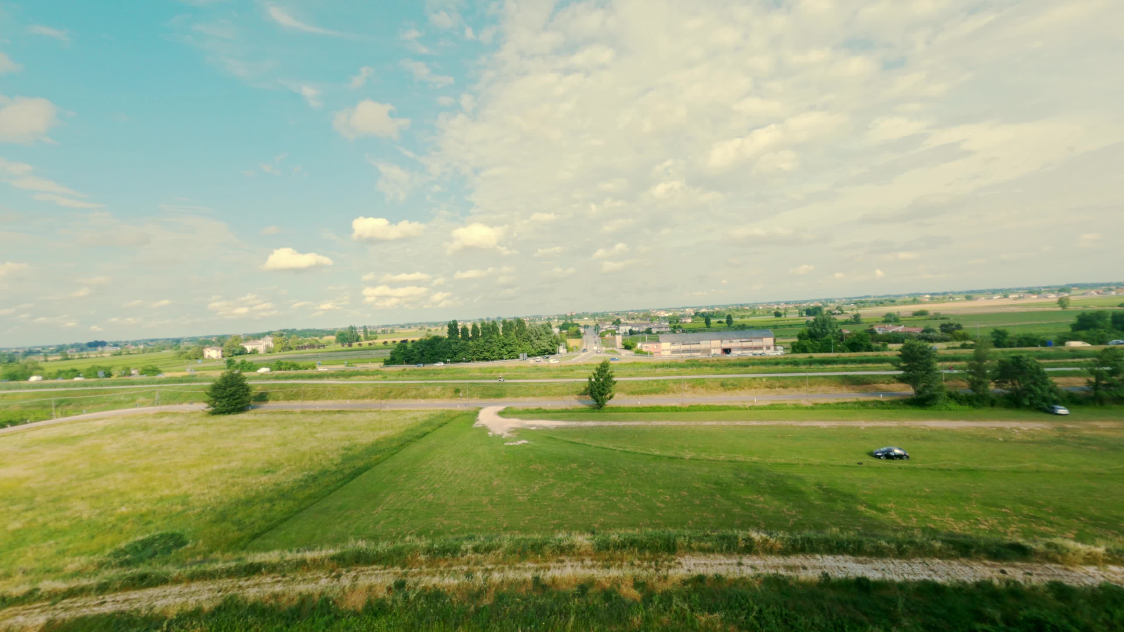 FPV Drone View Of River Near Padua, Italy