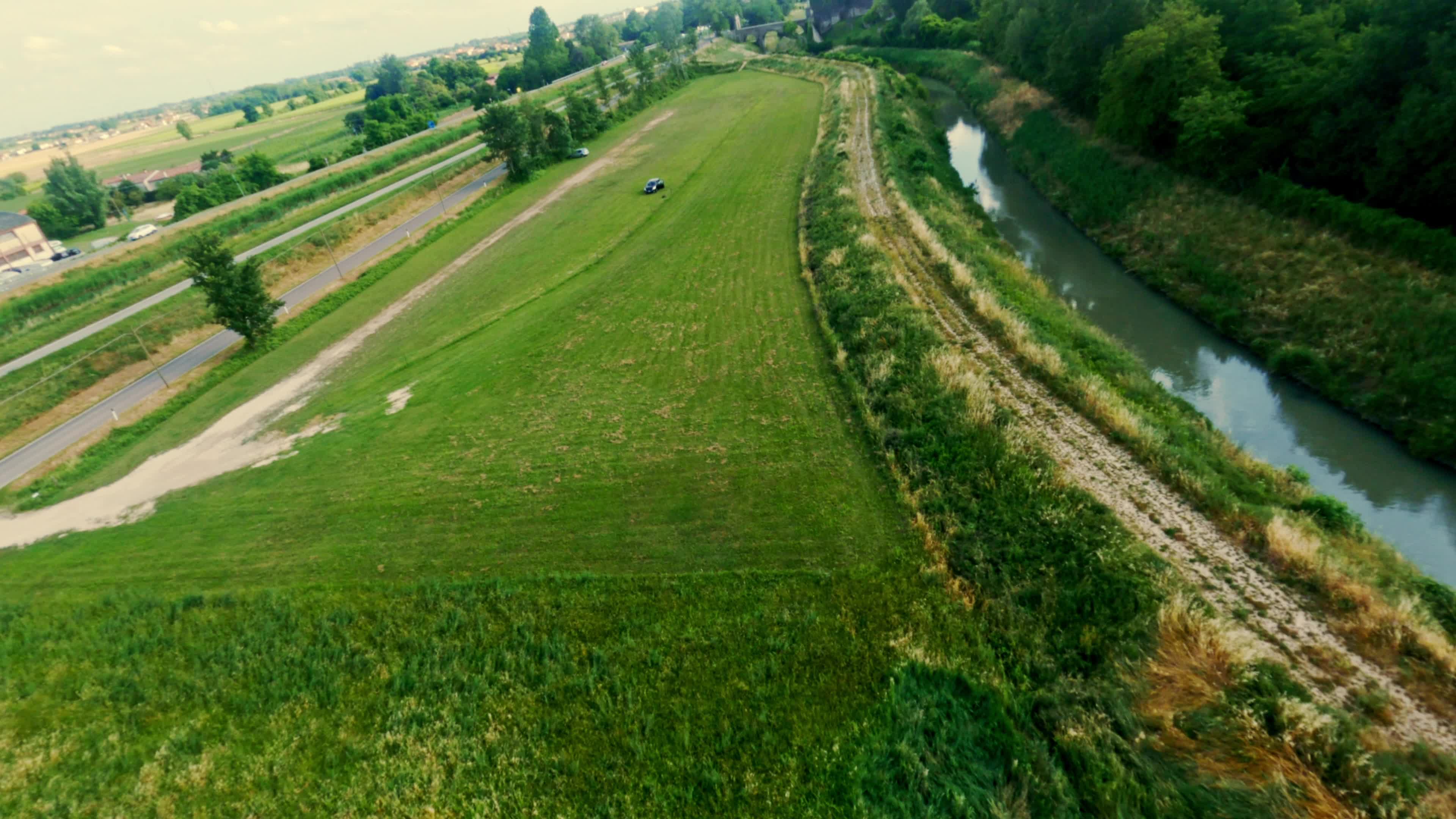 FPV Drone View Of River Near Padua, Italy