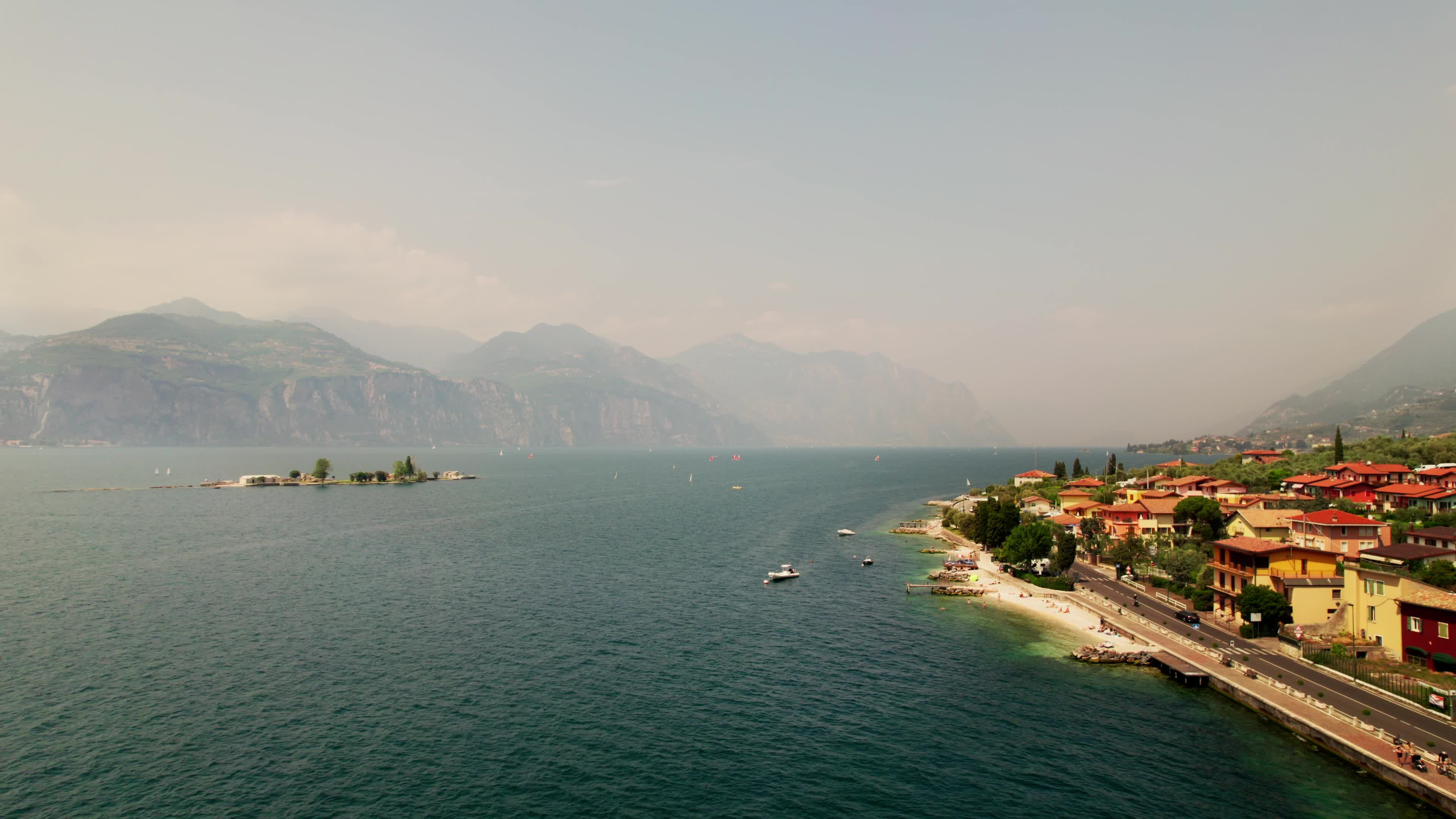 4K Drone View of Brenzone At Garda Lake