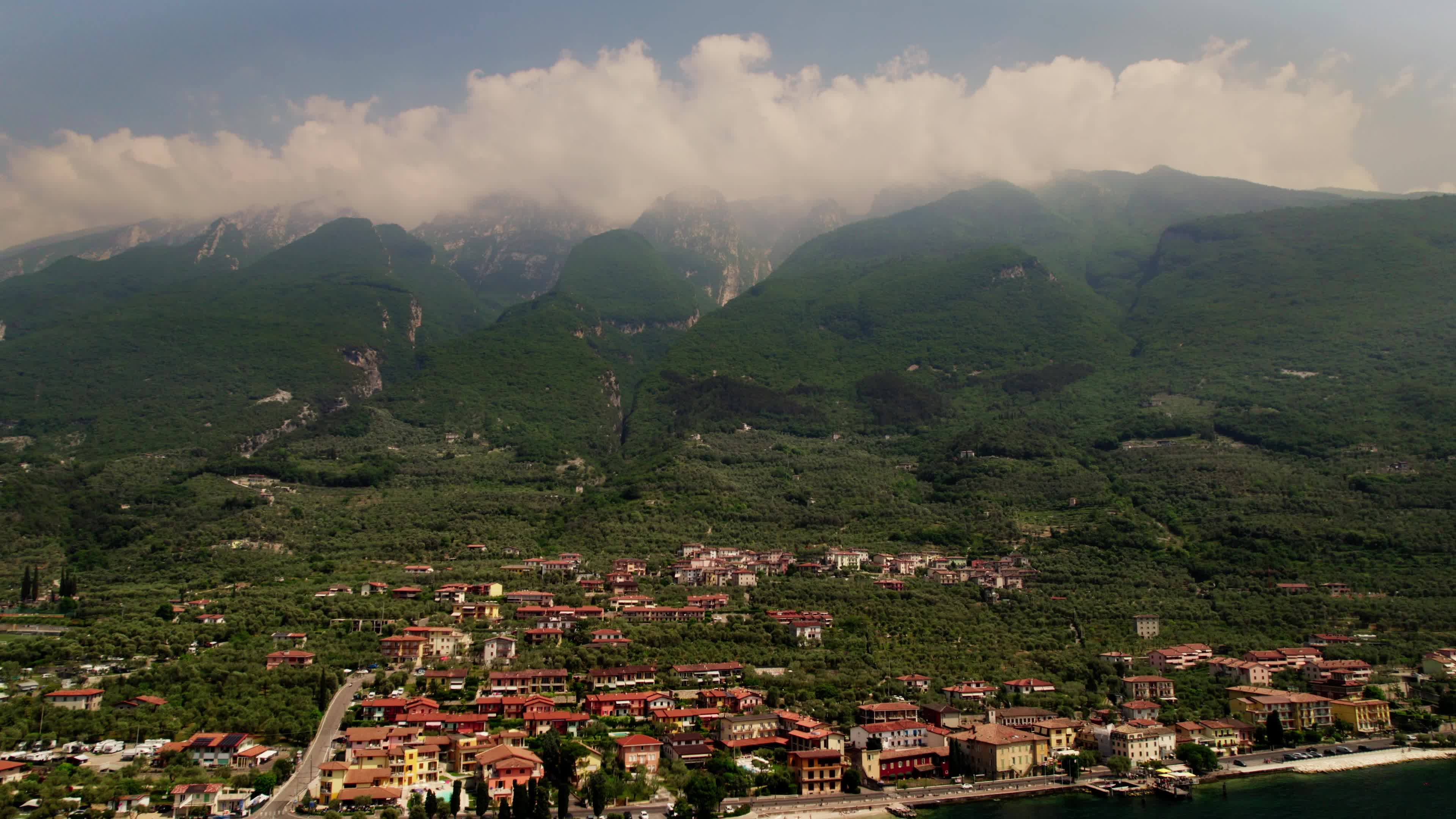 4K Drone View of Brenzone At Garda Lake