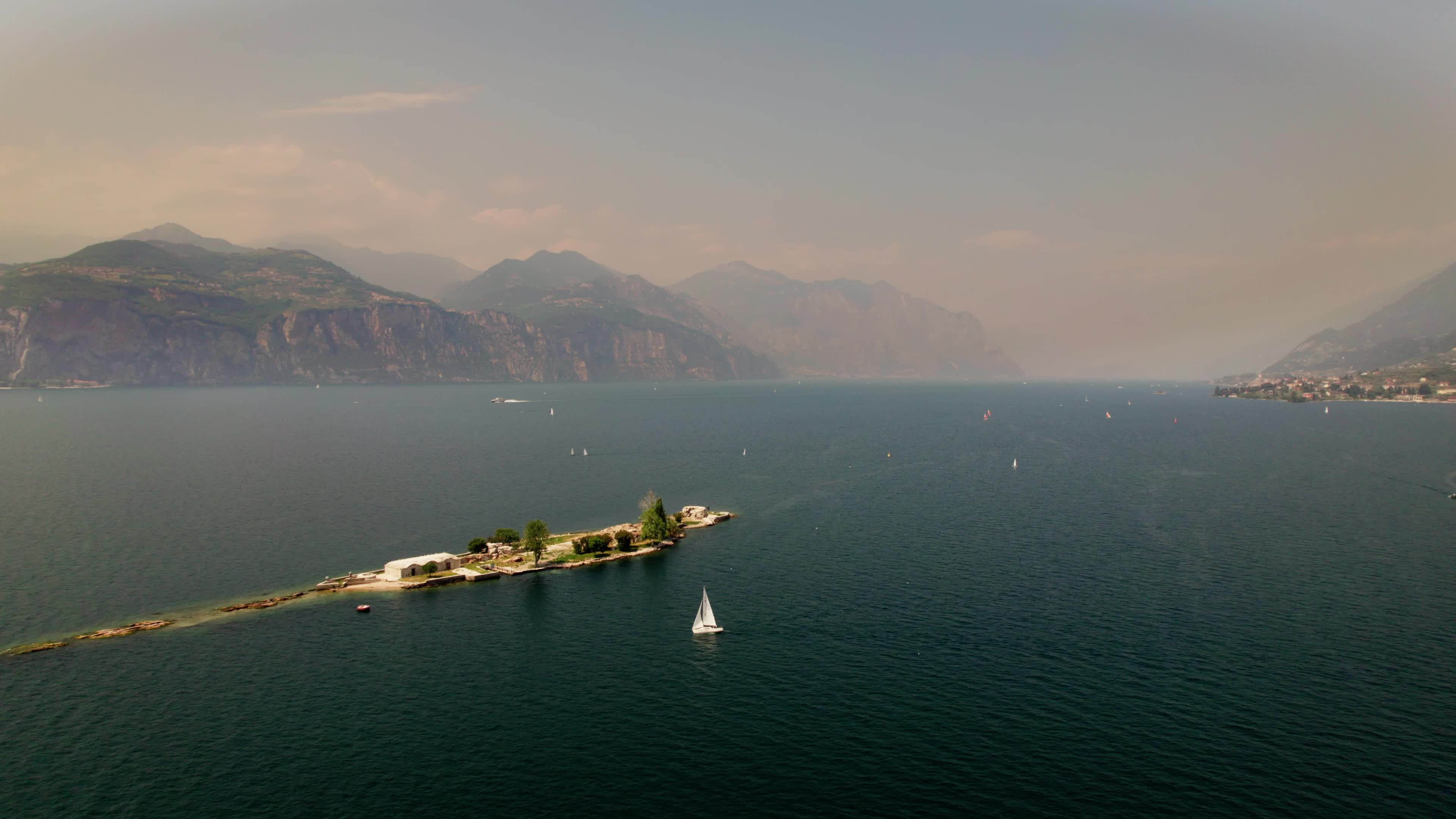 4K Drone View of Brenzone At Garda Lake