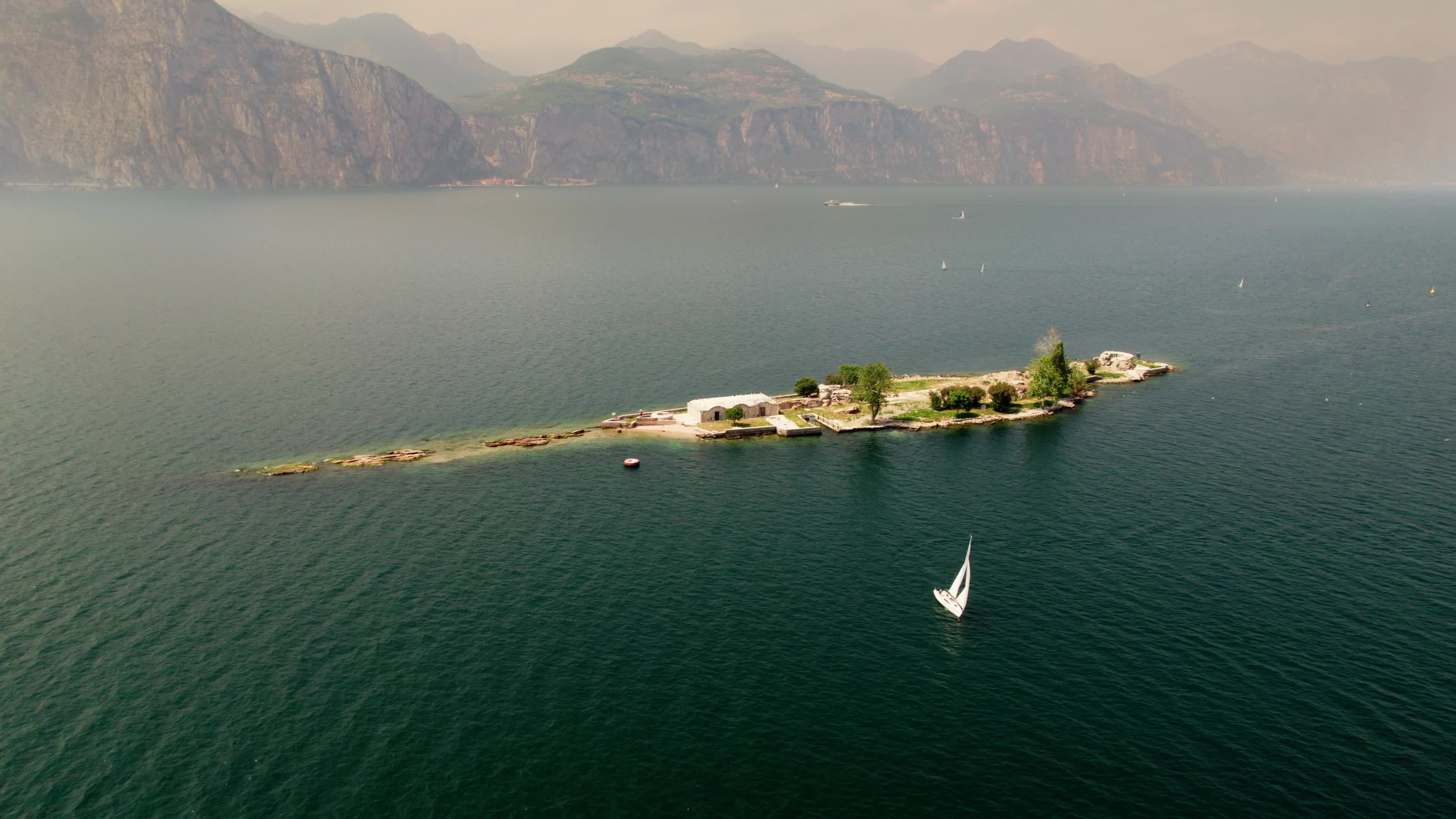 4K Drone View of Brenzone At Garda Lake